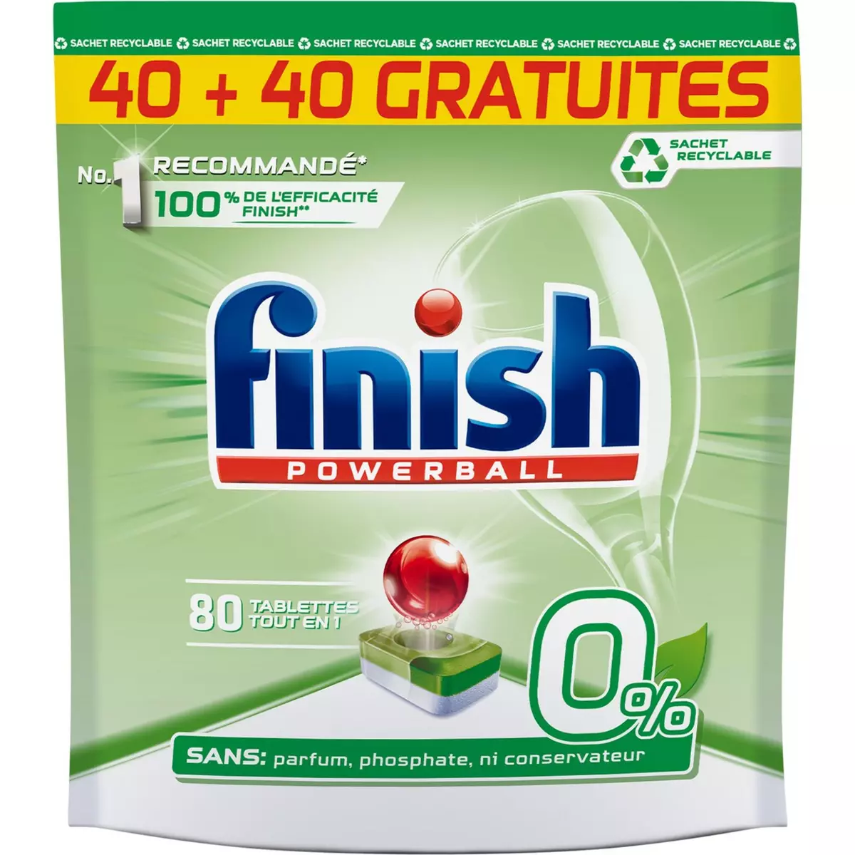 FINISH Tablette lave-vaiselle 0% all-in-1 40+40 offertes