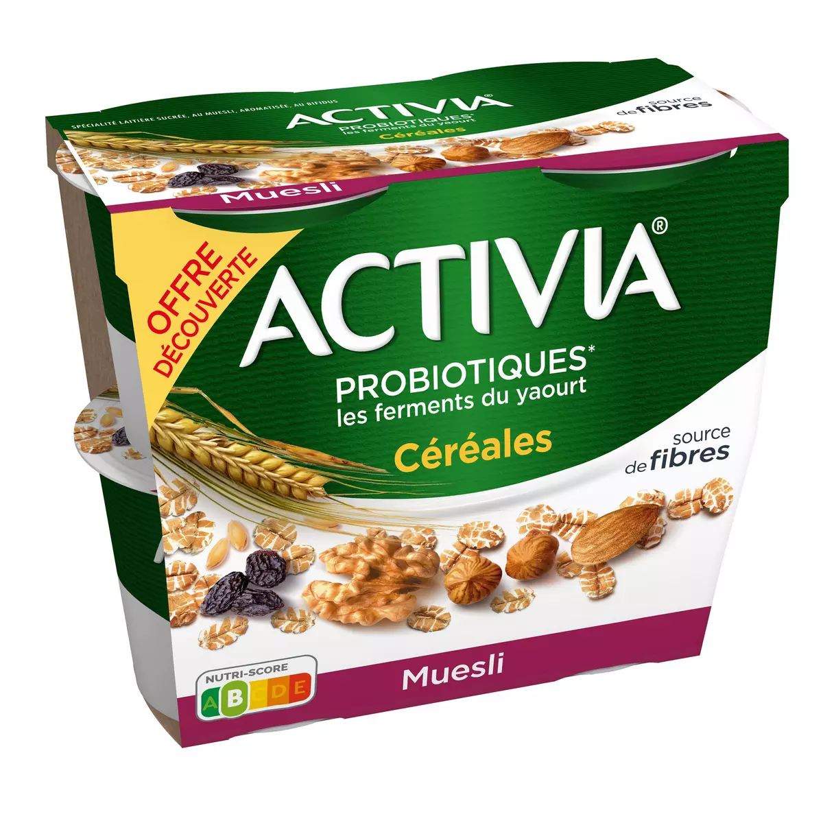ACTIVIA CEREALES Probiotiques - Yaourt au bifidus au muesli 4x120g