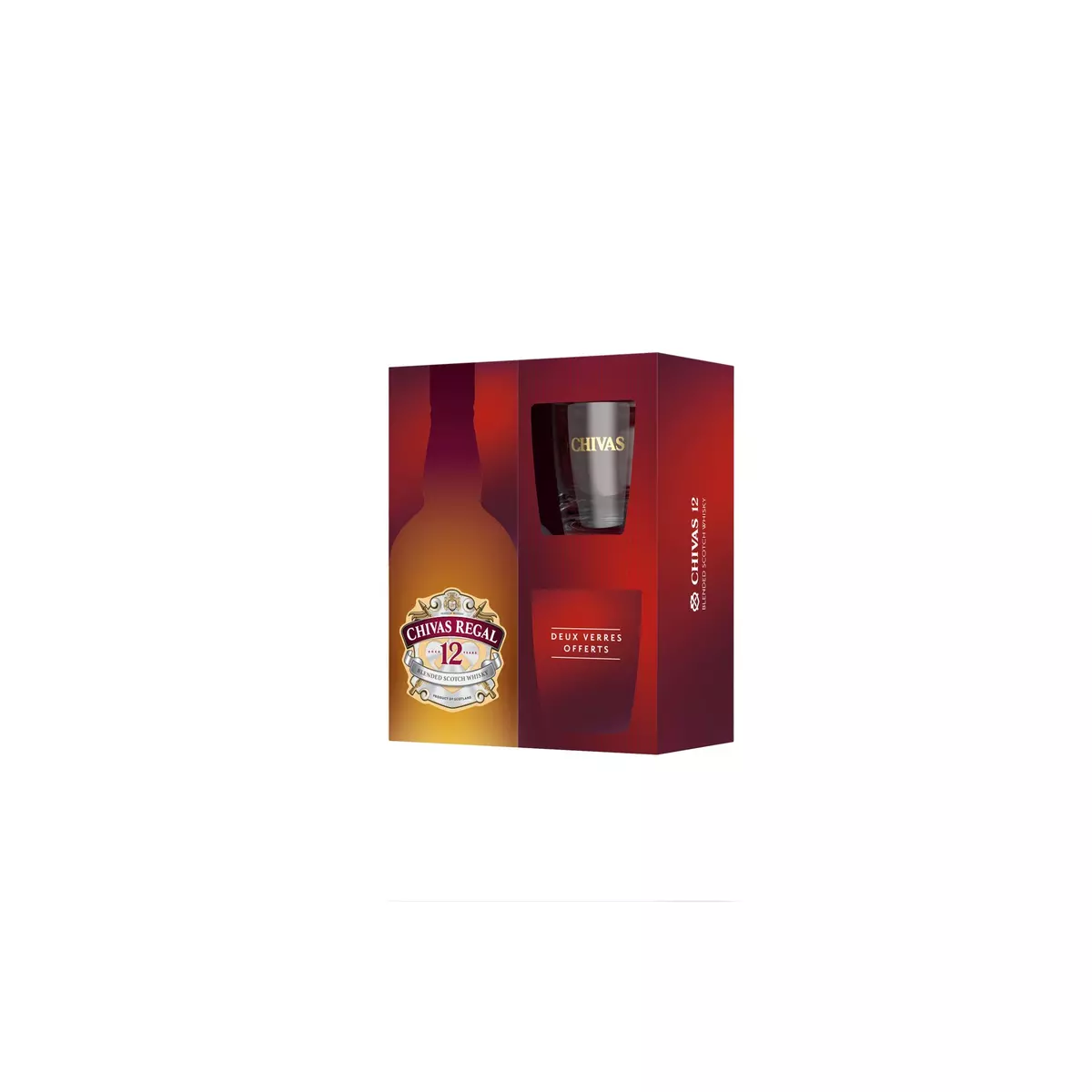 CHIVAS REGAL Coffret Scotch Whisky blended malt écossais 40% 12 ans 2 verres offerts 70cl