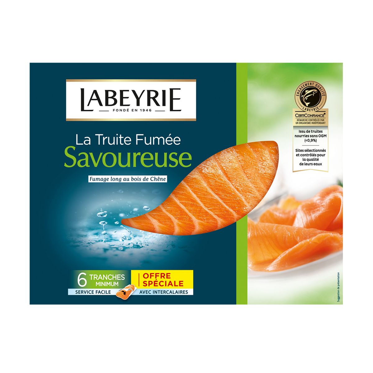LABEYRIE Truite fumée au bois de chêne 6 tranches 175g