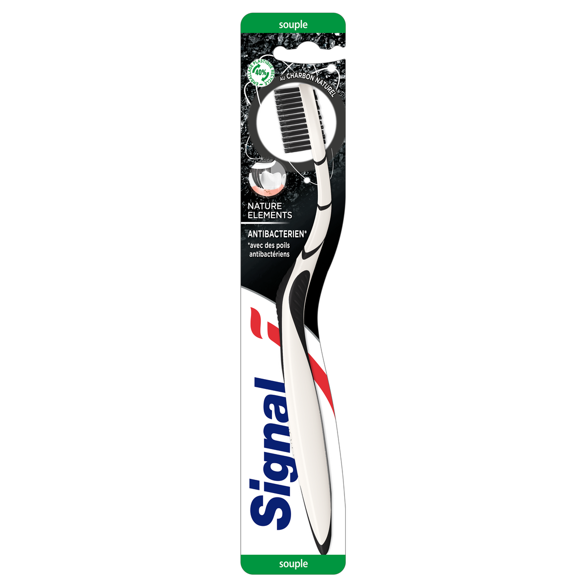 SIGNAL Brosse à dents souple antibactérien au charbon naturel 1 brosse
