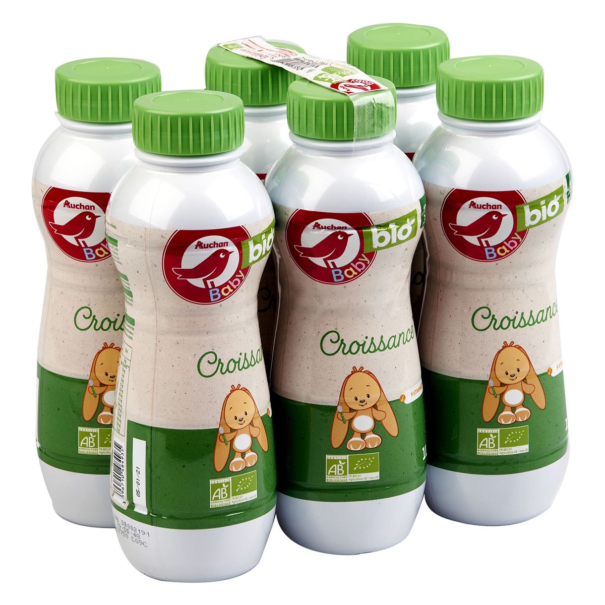 AUCHAN BABY BIO Lait de suite 2ème âge liquide bio dès 10 mois 6x1l