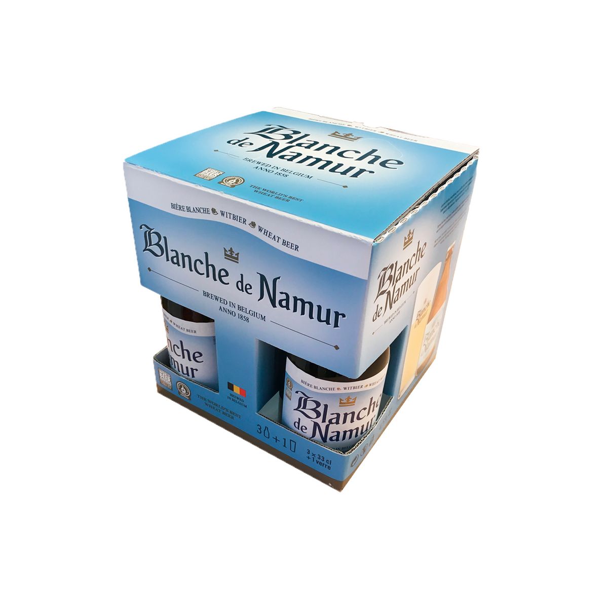 BLANCHE DE NAMUR Coffret bière blanche 4,5% bouteilles + 1 verre 3x33cl