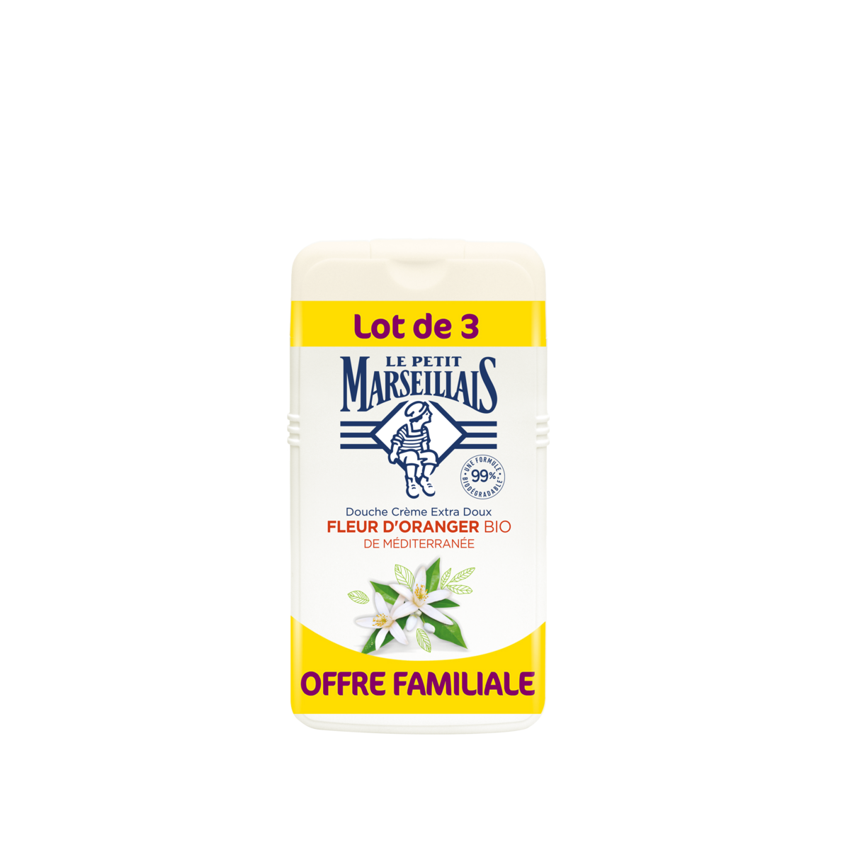 LE PETIT MARSEILLAIS Douche crème extra doux fleur d'oranger bio de Méditerranée 3x250ml