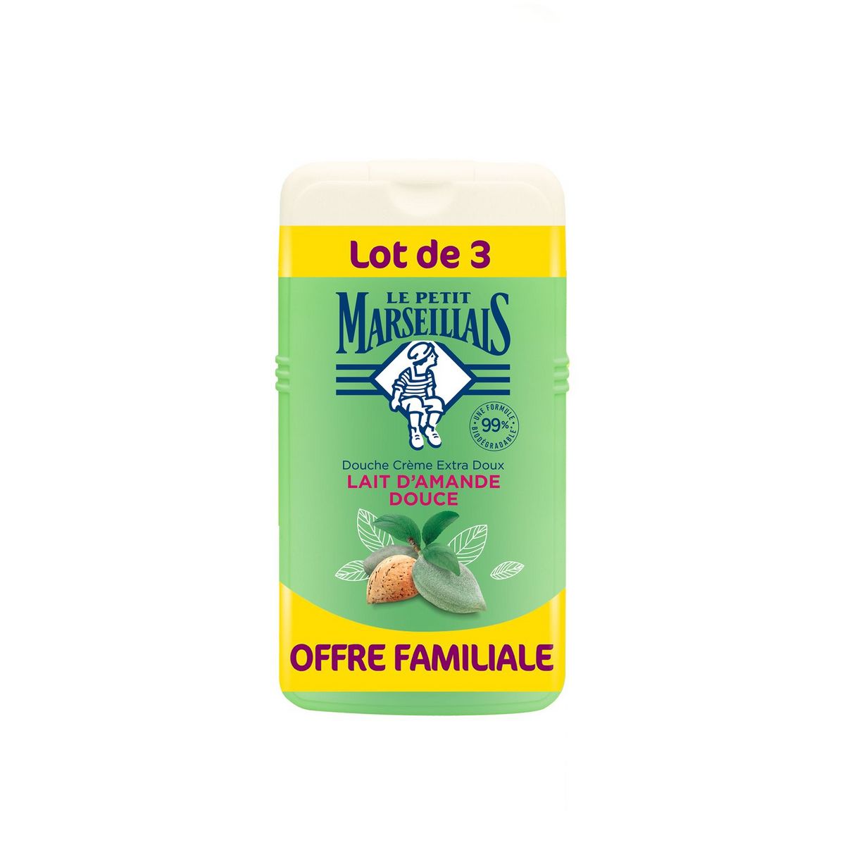 LE PETIT MARSEILLAIS Douche crème extra doux lait d'amande douce 3x250ml