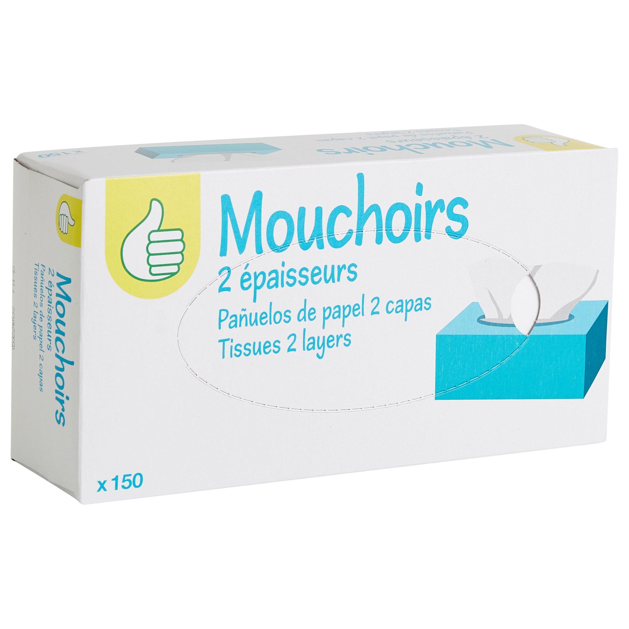 Voir la diapositive 3 : POUCE Boîte de mouchoirs 2 épaisseurs 150 mouchoirs