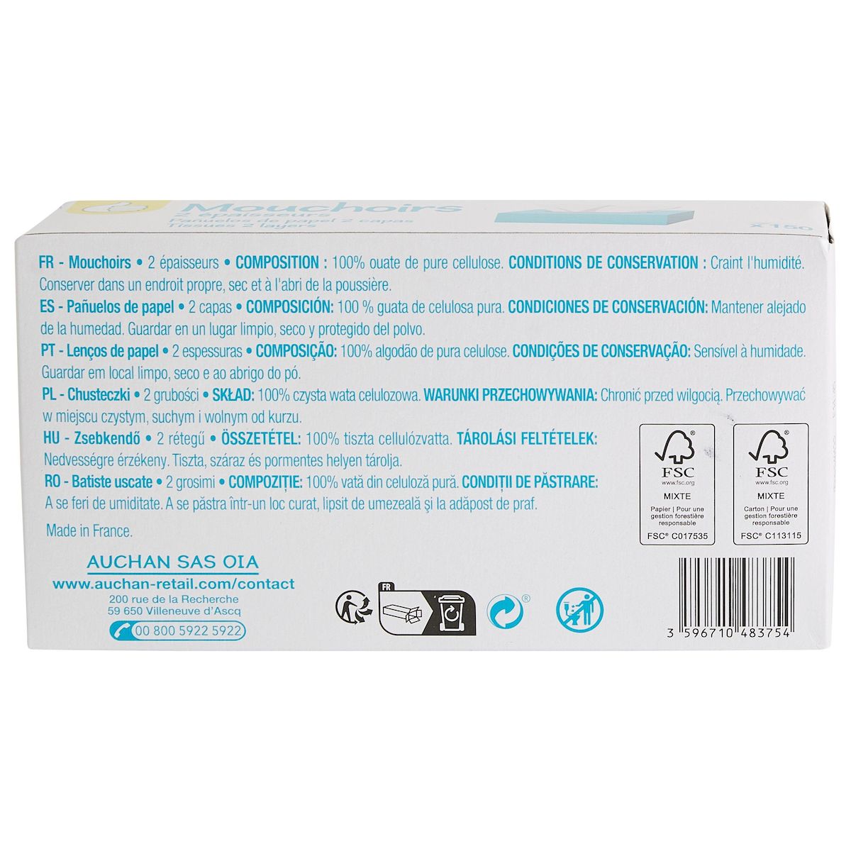 POUCE Boîte de mouchoirs 2 épaisseurs 150 mouchoirs