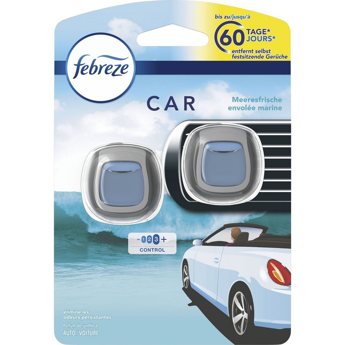 FEBREZE Désodorisant voiture envolé marine 60 jours 2 pièces
