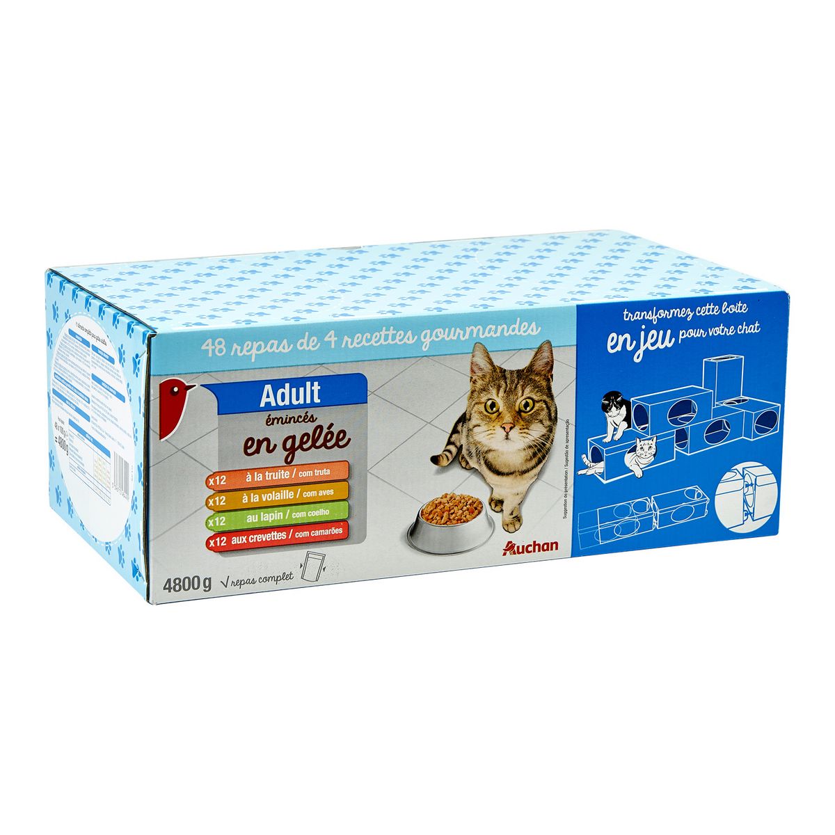 AUCHAN Adult assortiment sachets repas en gelée pour chat 48x100g