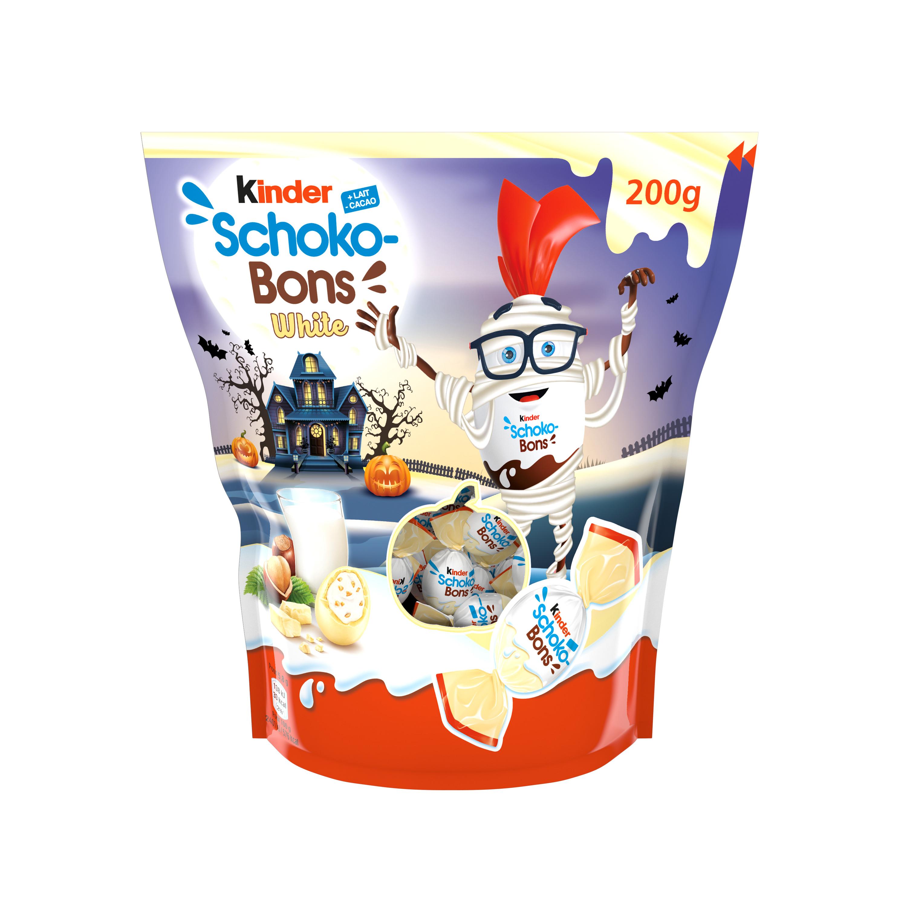Voir la diapositive 2 : KINDER Schokobons white oeufs en chocolat blanc fourrés au lait et aux noisettes 200g