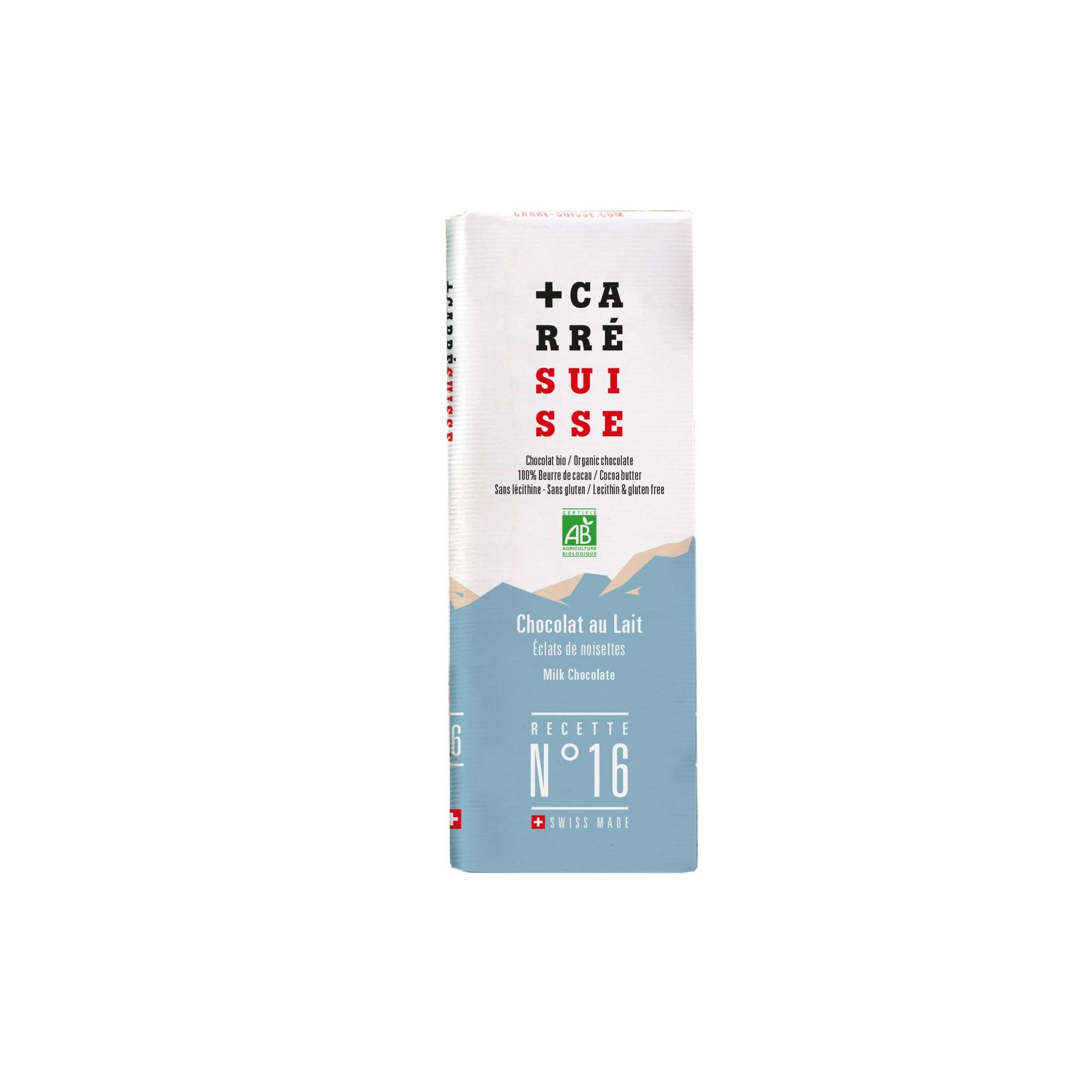 CARRE SUISSE Tablette de chocolat au lait et éclats de noisettes 40g