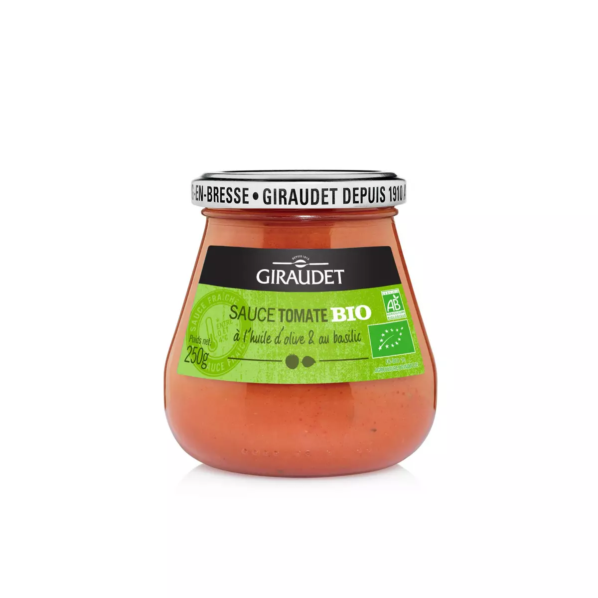 GIRAUDET Sauce tomate bio à l'huile d'olive et basilic 250g