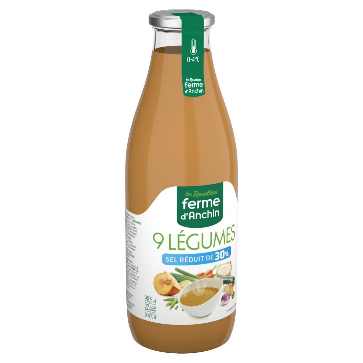 FERME D'ANCHIN Soupe 9 légumes sel réduit de 30% 98,5cl