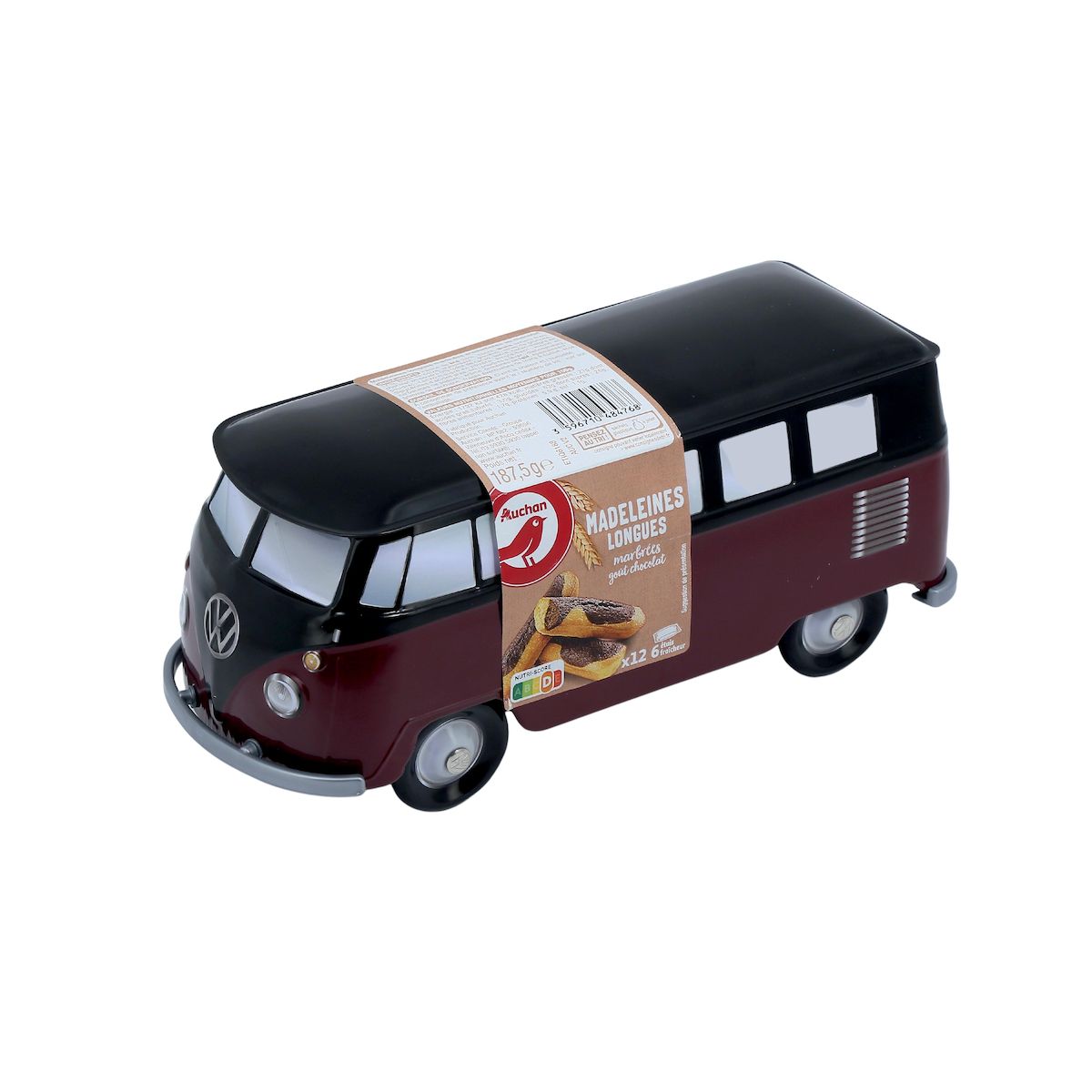 AUCHAN Madeleines longues marbrées goût chocolat 12 pièces 187g