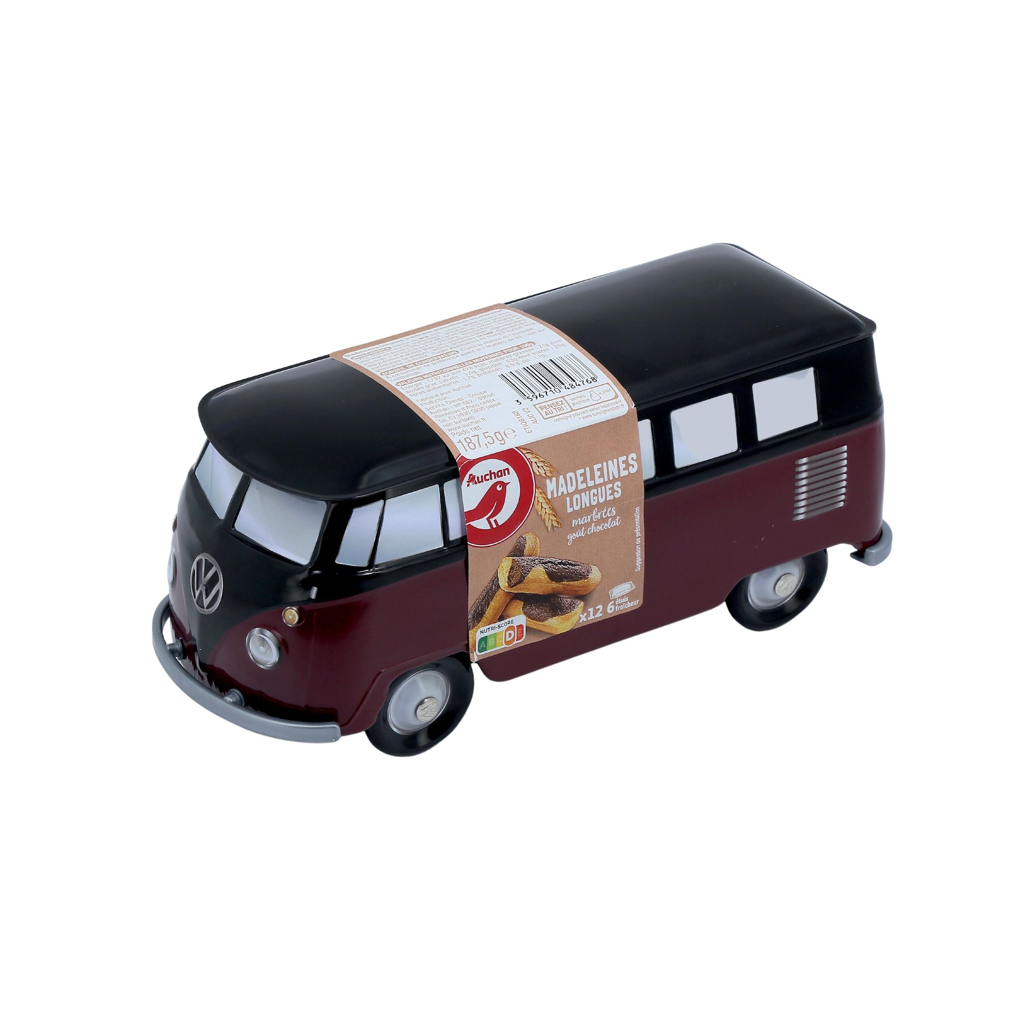 Voir la diapositive 2 : AUCHAN Madeleines longues marbrées goût chocolat 12 pièces 187g