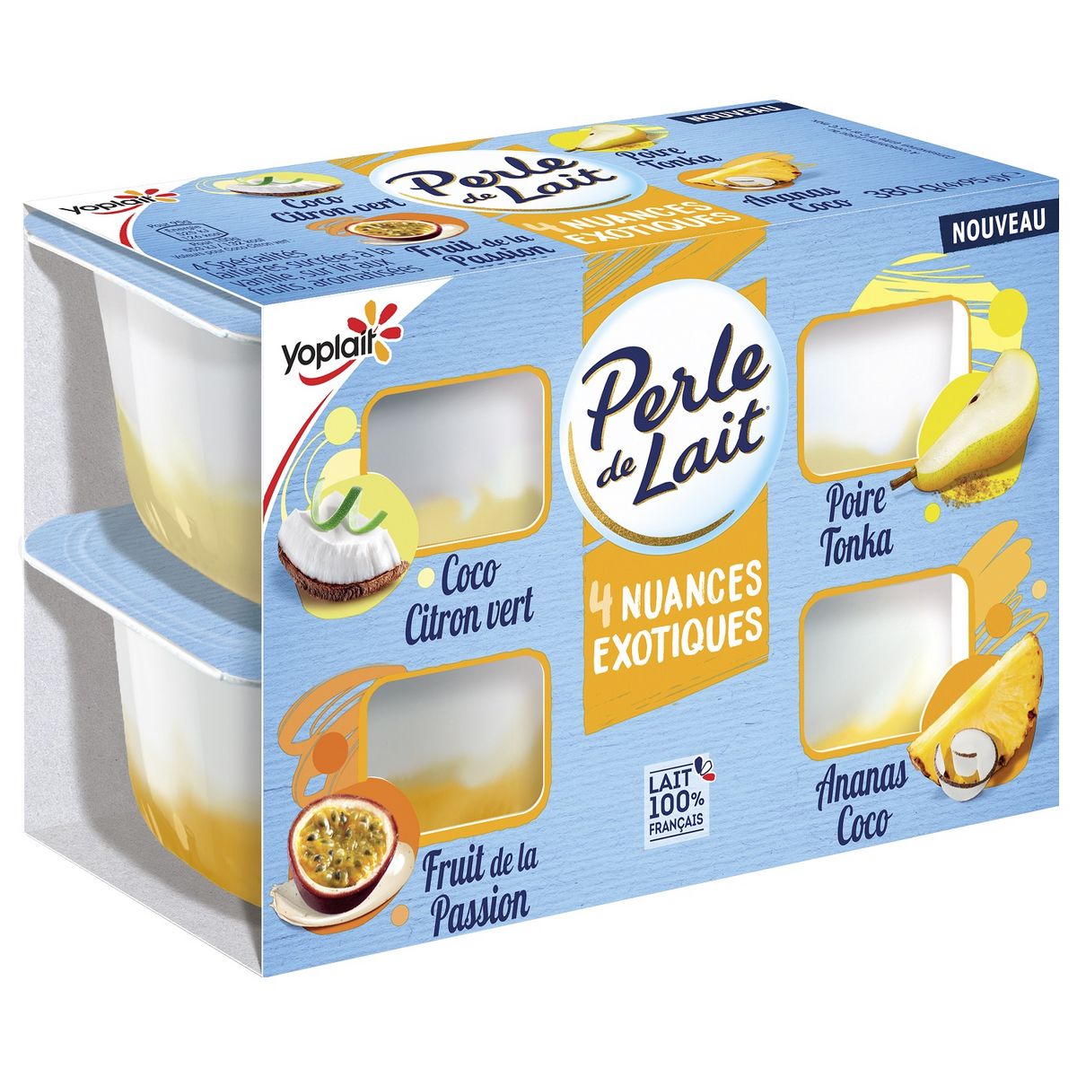PERLE DE LAIT Yaourt brassé 4 nuances exotiques 4x95g