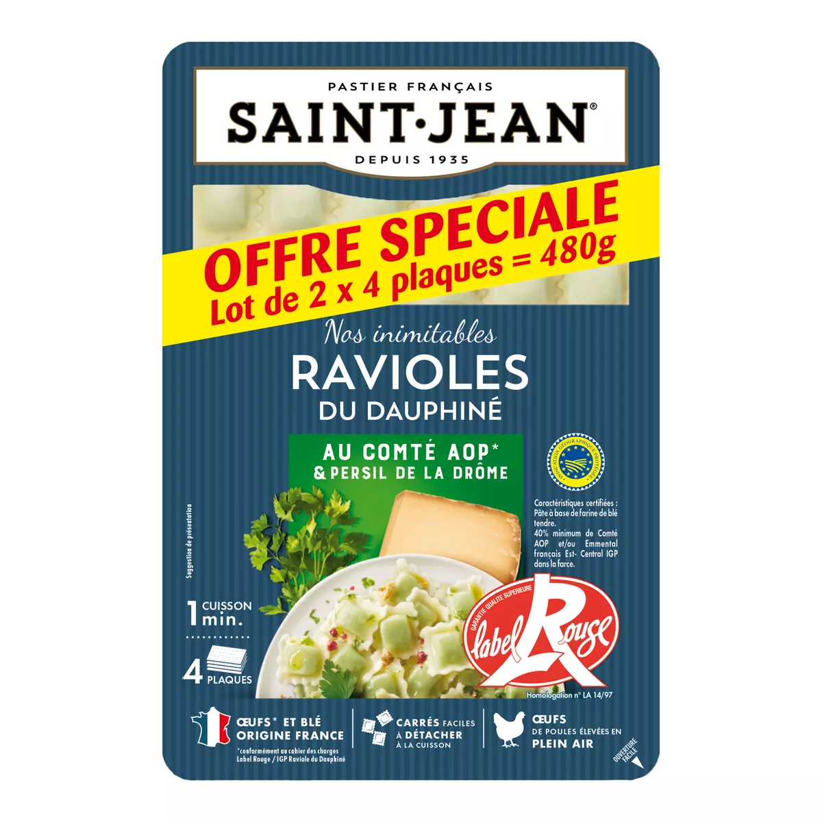 SAINT JEAN Ravioles du Dauphiné Label Rouge IGP 480 g