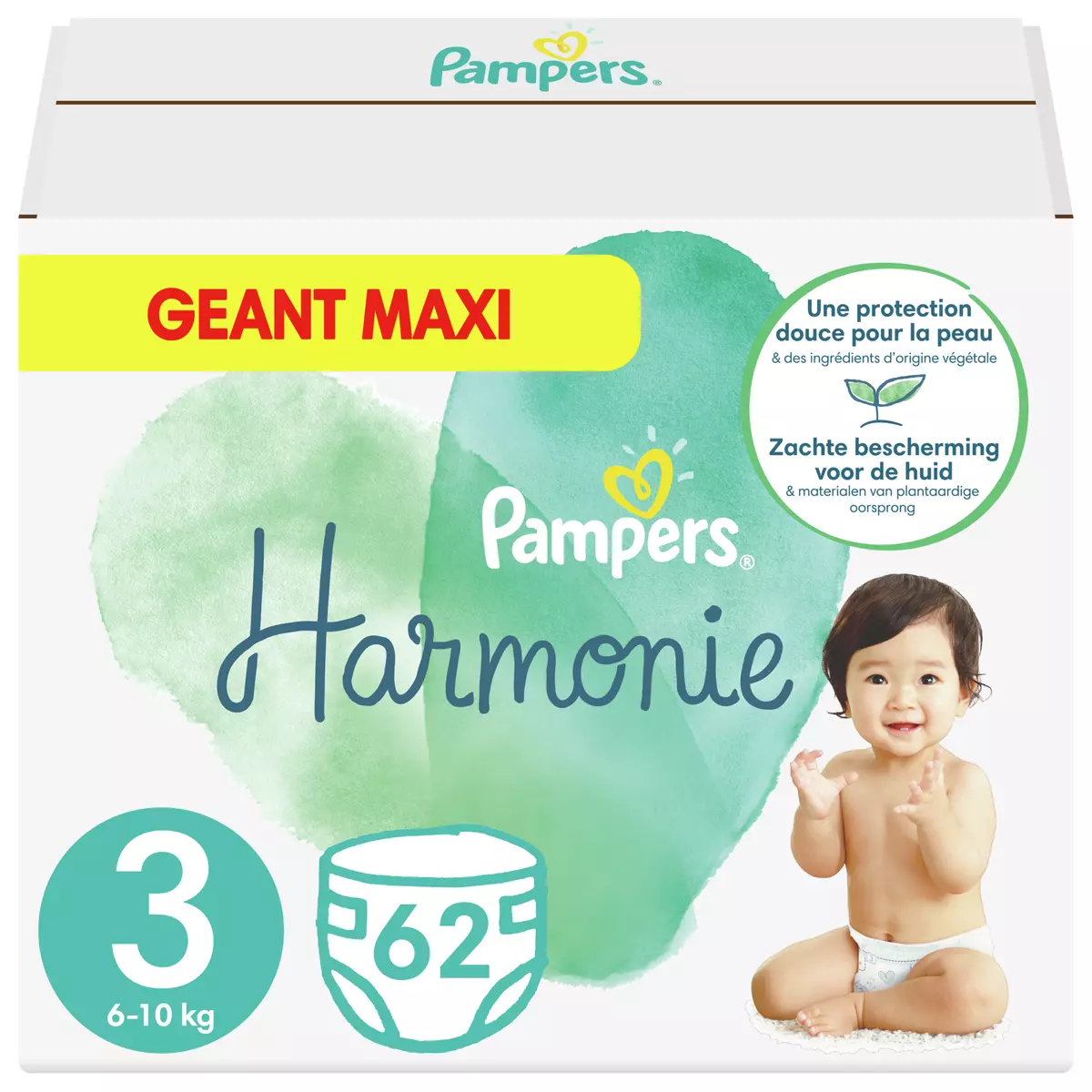 PAMPERS Couches Harmonie taille 3 (6-10kg) 62 couches