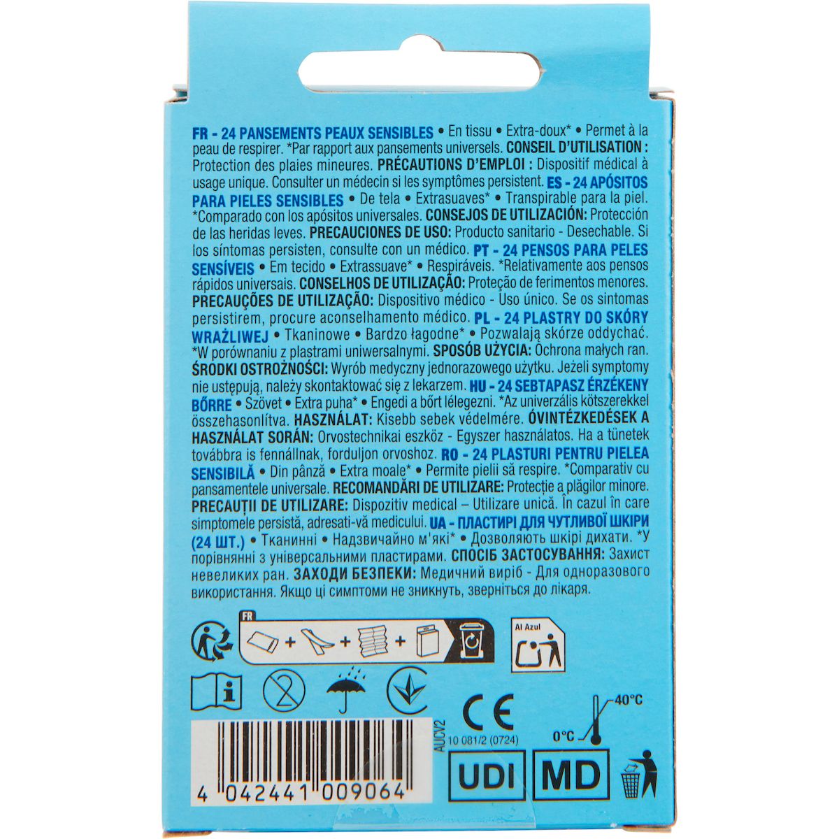 AUCHAN Pansements microporeux peaux sensibles 3 tailles 24 pièces