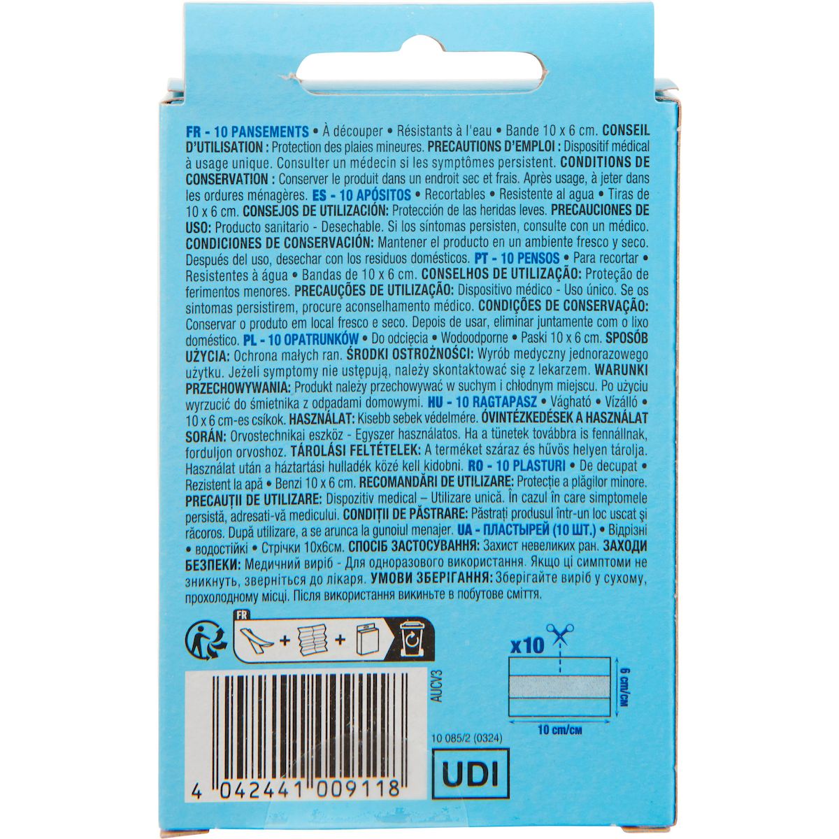 AUCHAN Pansements à découper résistant à l'eau 10 pièces 