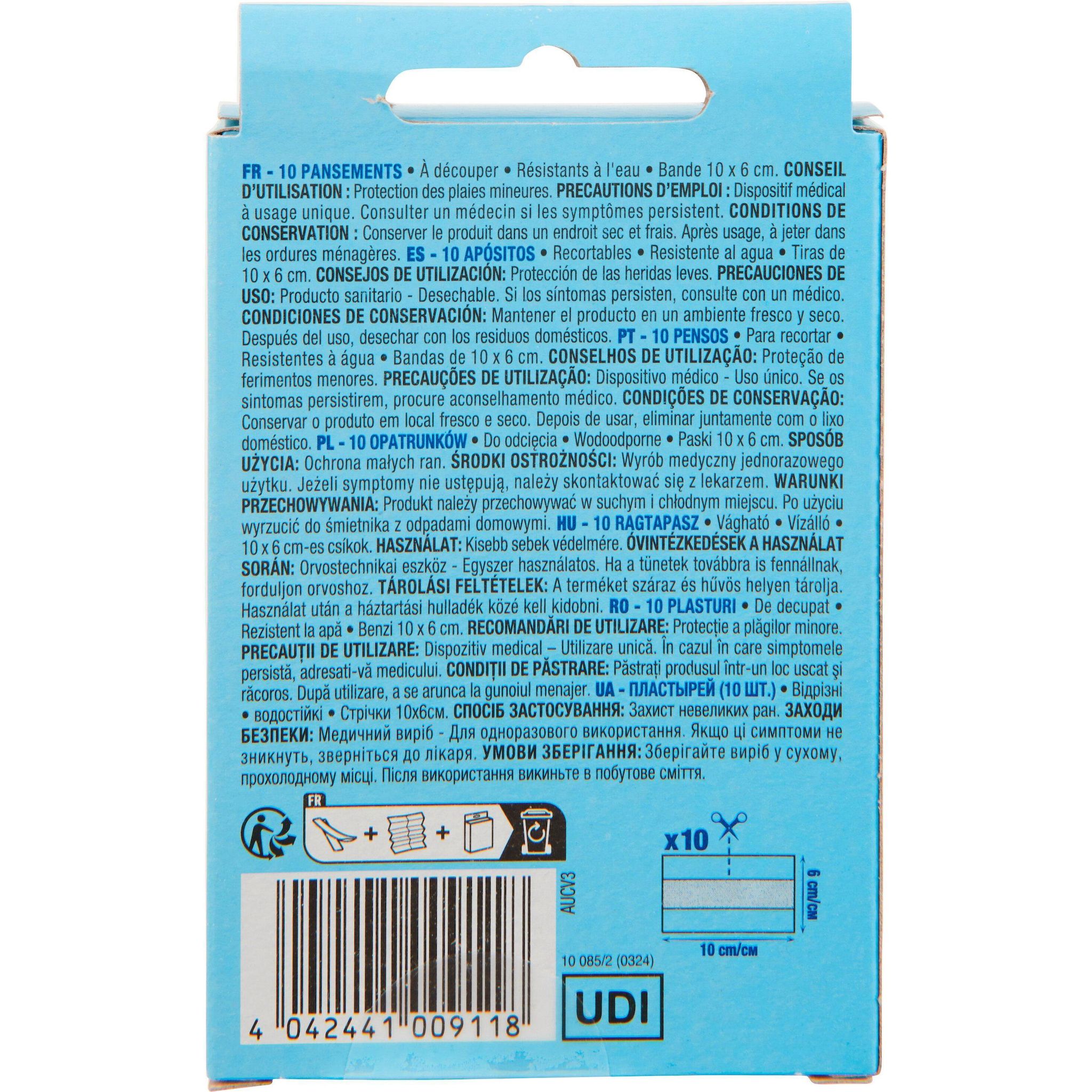 Voir la diapositive 4 : AUCHAN Pansements à découper résistant à l'eau 10 pièces 