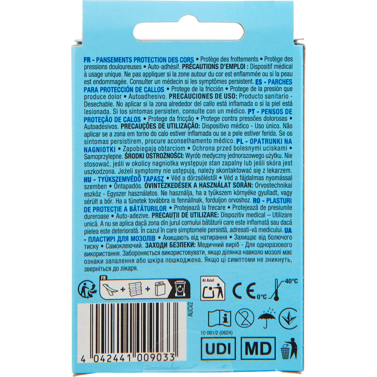 AUCHAN Pansements protection des cors 3 tailles 9 pansements