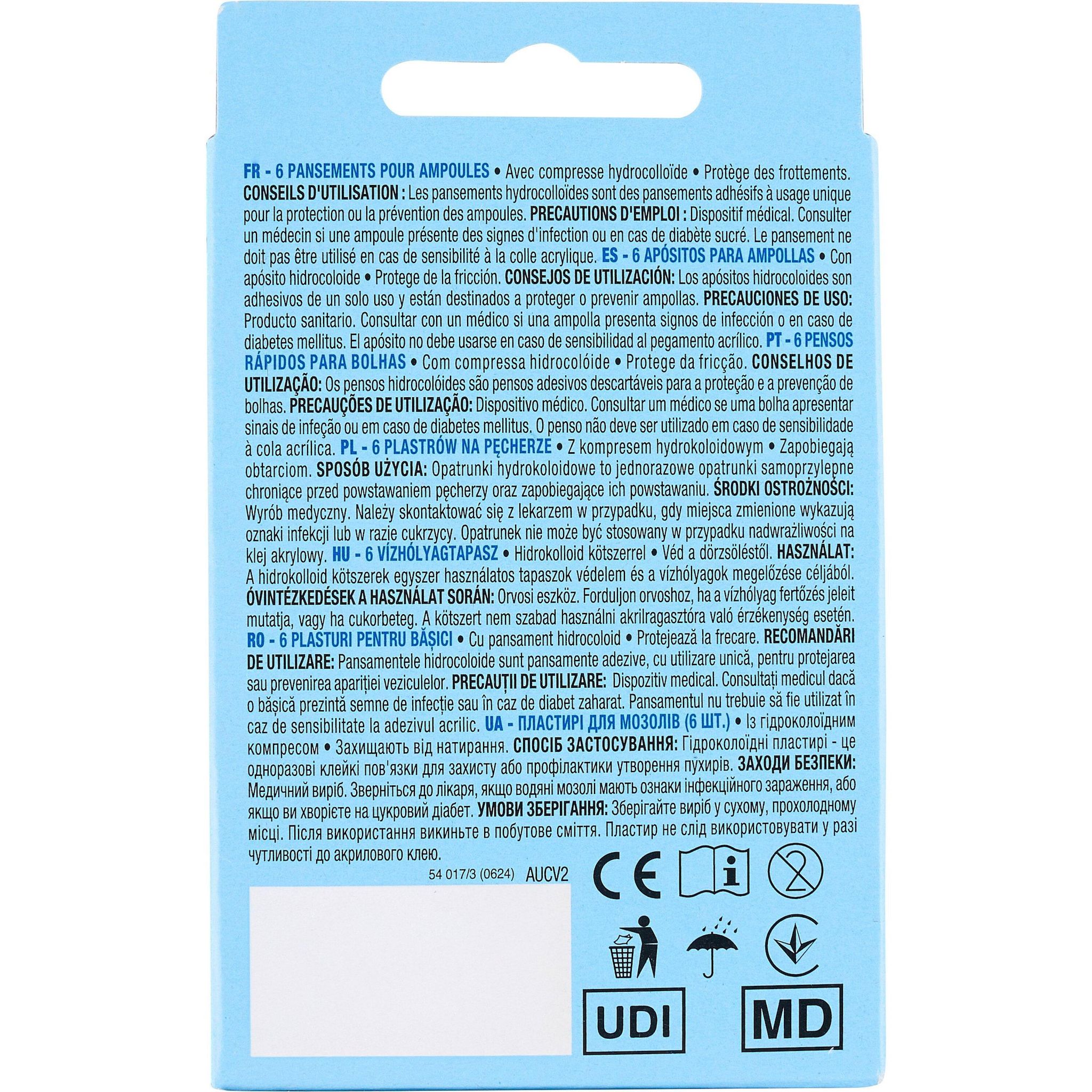 Voir la diapositive 3 : AUCHAN Pansements pour ampoule 2 modèles 6 pièces 