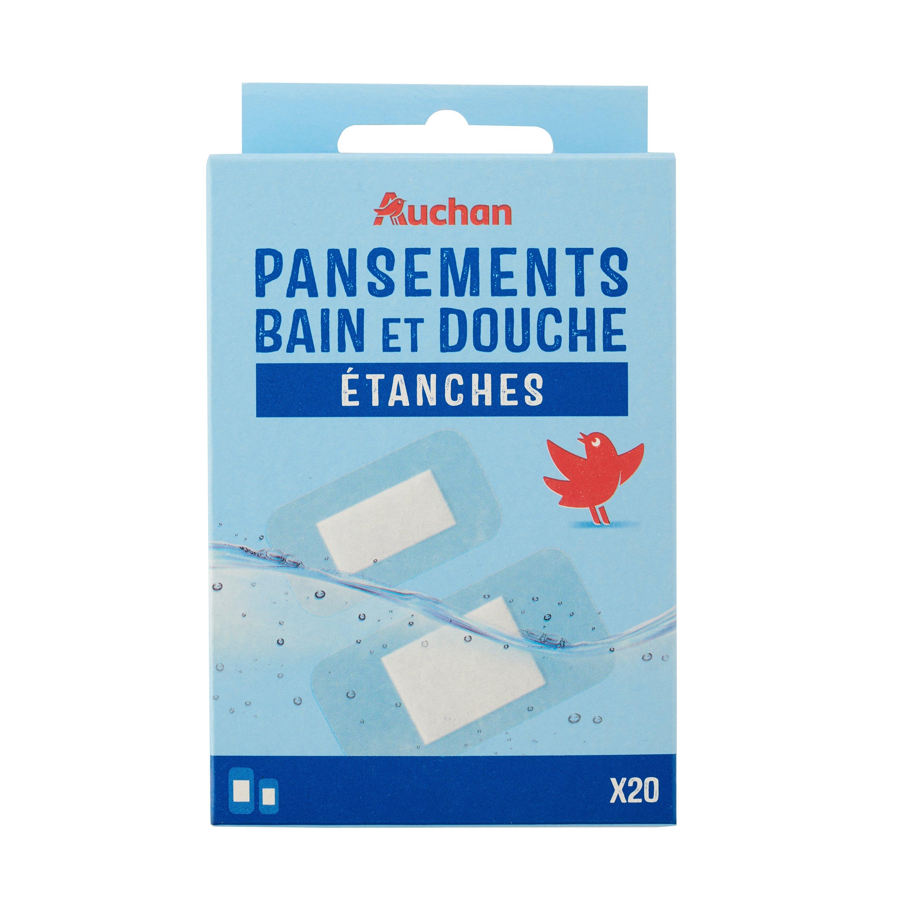 Voir la diapositive 4 : AUCHAN Pansement bain et douche 2 modèles 20 pièces 