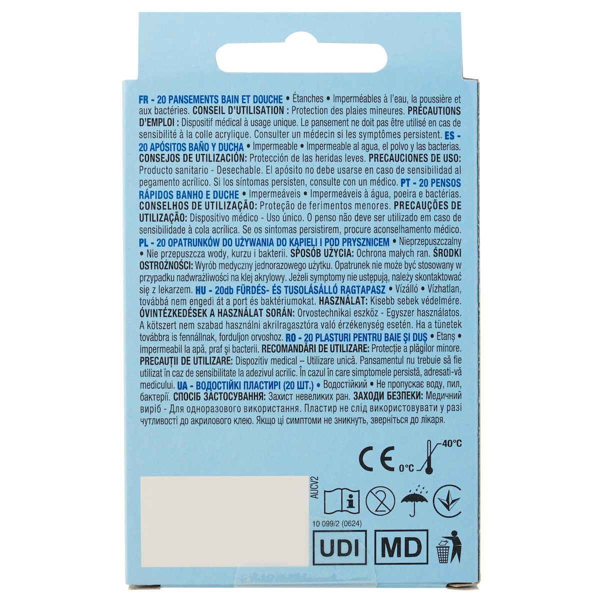 AUCHAN Pansement bain et douche 2 modèles 20 pièces 