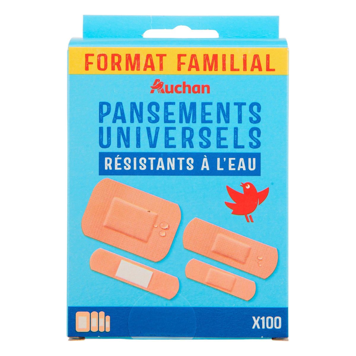 AUCHAN Pansements multi-tailles 100 pièces 