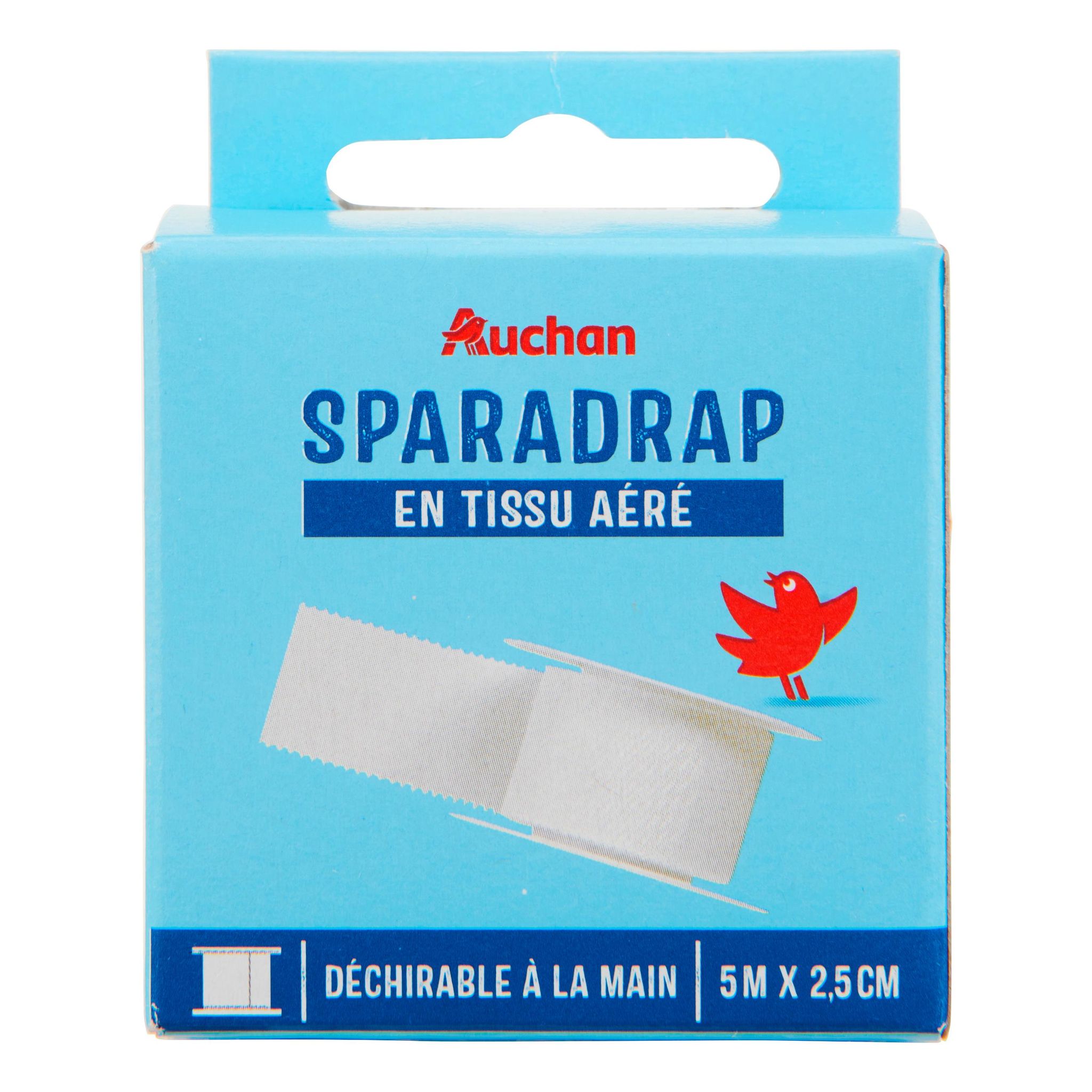 Voir la diapositive 2 : AUCHAN Sparadrap en tissu aéré 5mx2.5cm