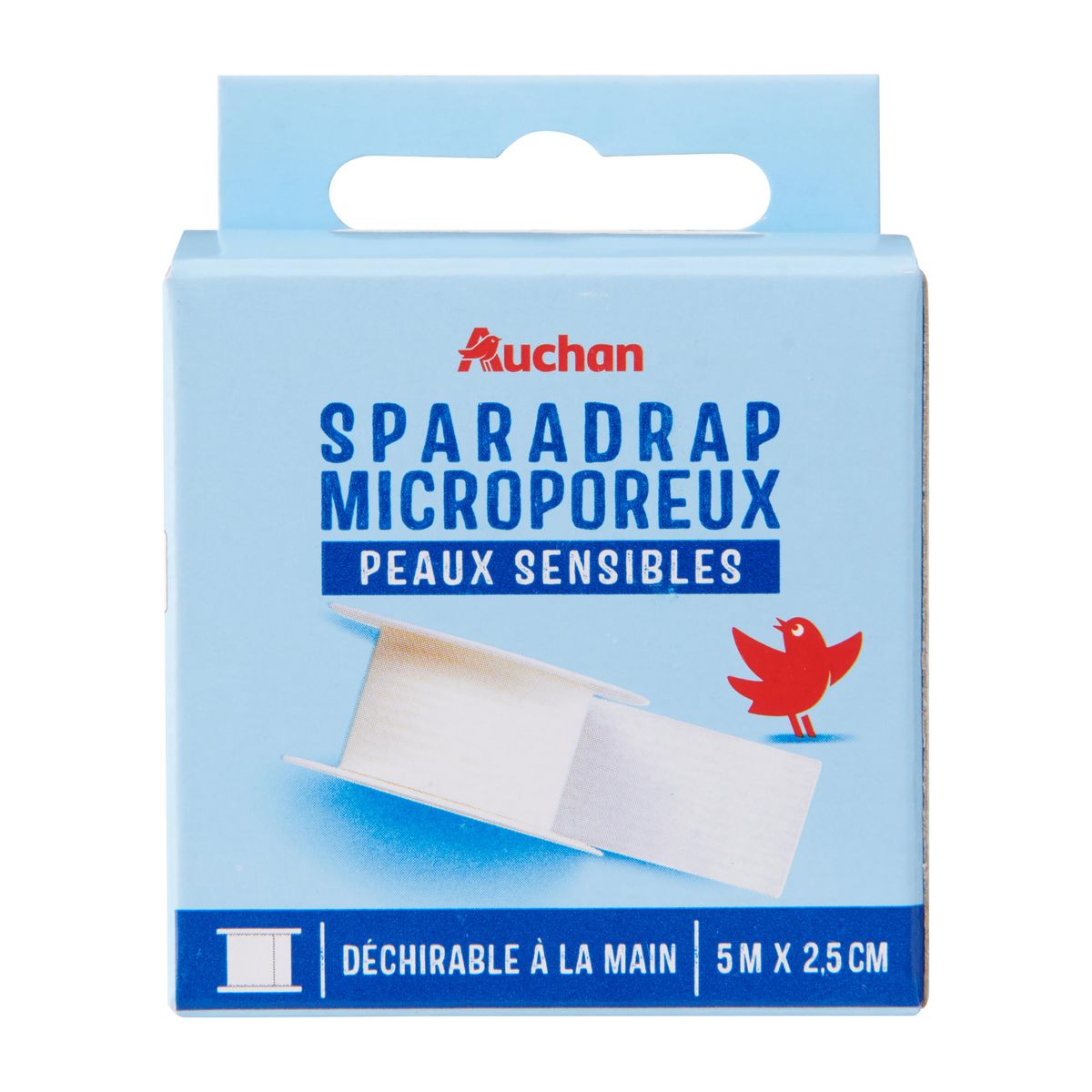 AUCHAN Sparadrap microporeux peaux sensibles 5mx2.5cm 1 rouleau