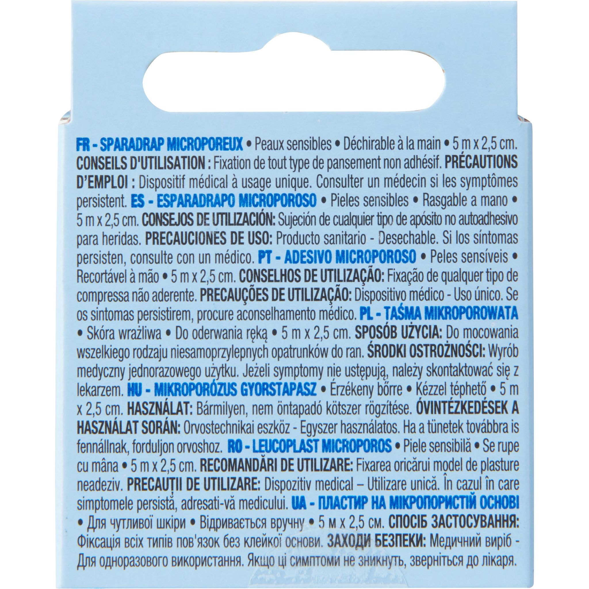 Voir la diapositive 2 : AUCHAN Sparadrap microporeux peaux sensibles 5mx2.5cm 1 rouleau