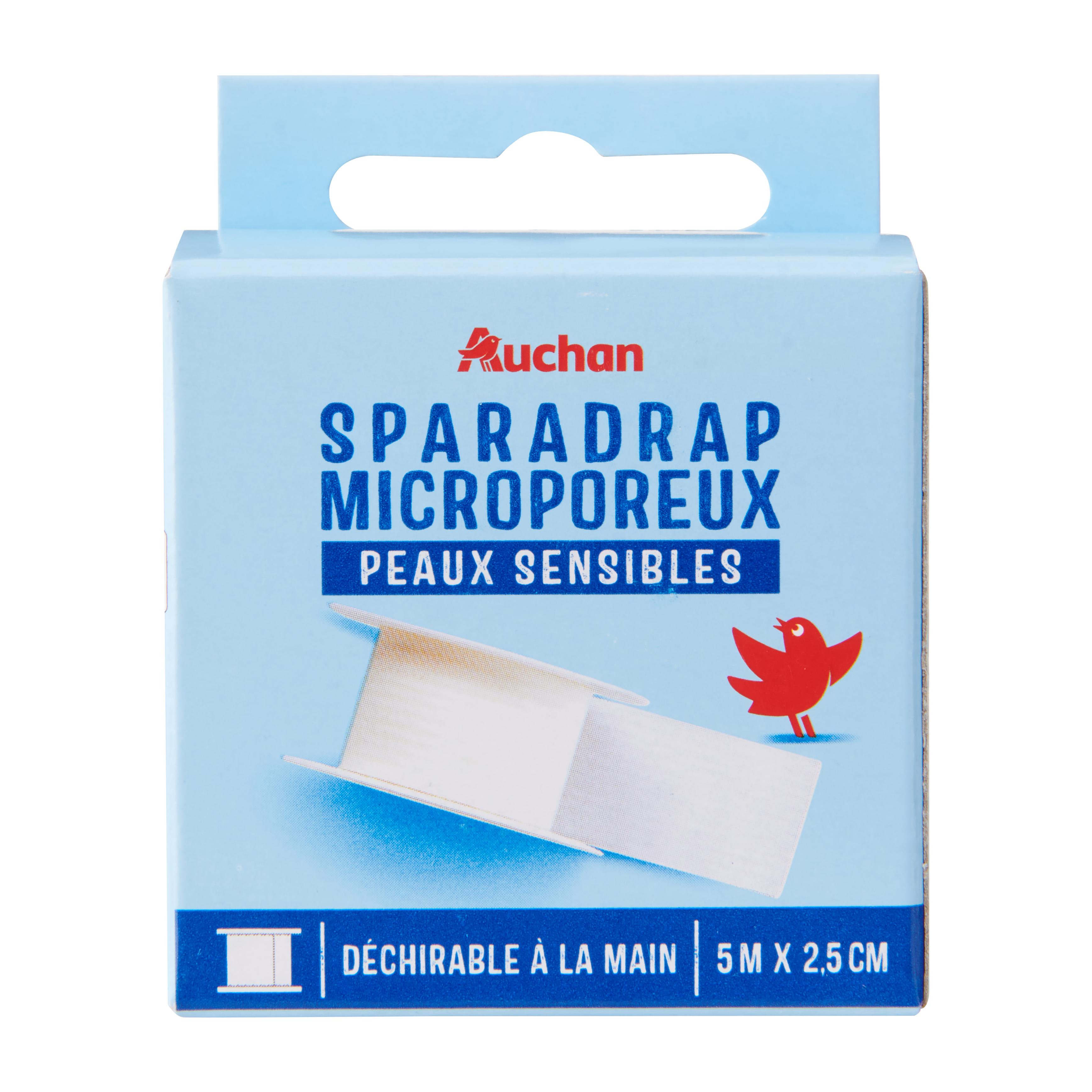Voir la diapositive 3 : AUCHAN Sparadrap microporeux peaux sensibles 5mx2.5cm 1 rouleau