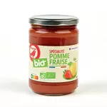 AUCHAN BIO Spécialité pomme fraise origine France sans sucres ajoutés en bocal 580g