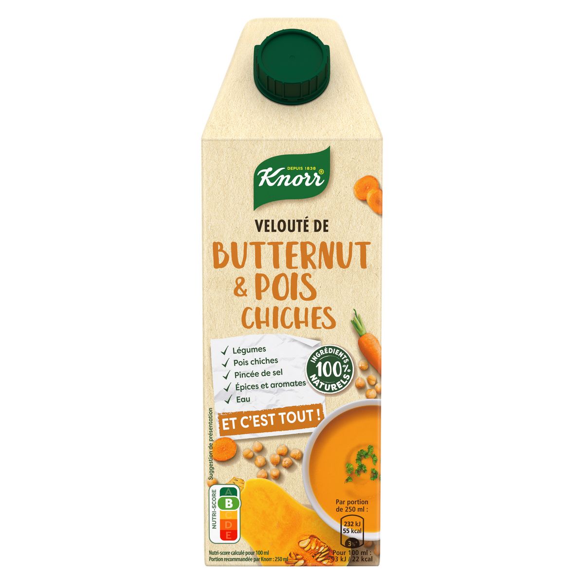 KNORR Velouté de butternut et pois chiches 3 personnes 75cl