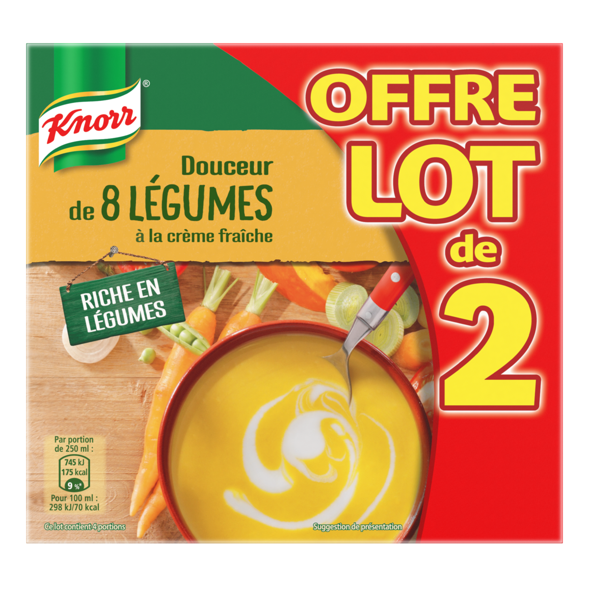 KNORR Douceur de 8 légumes à la crème fraiche 2x50cl