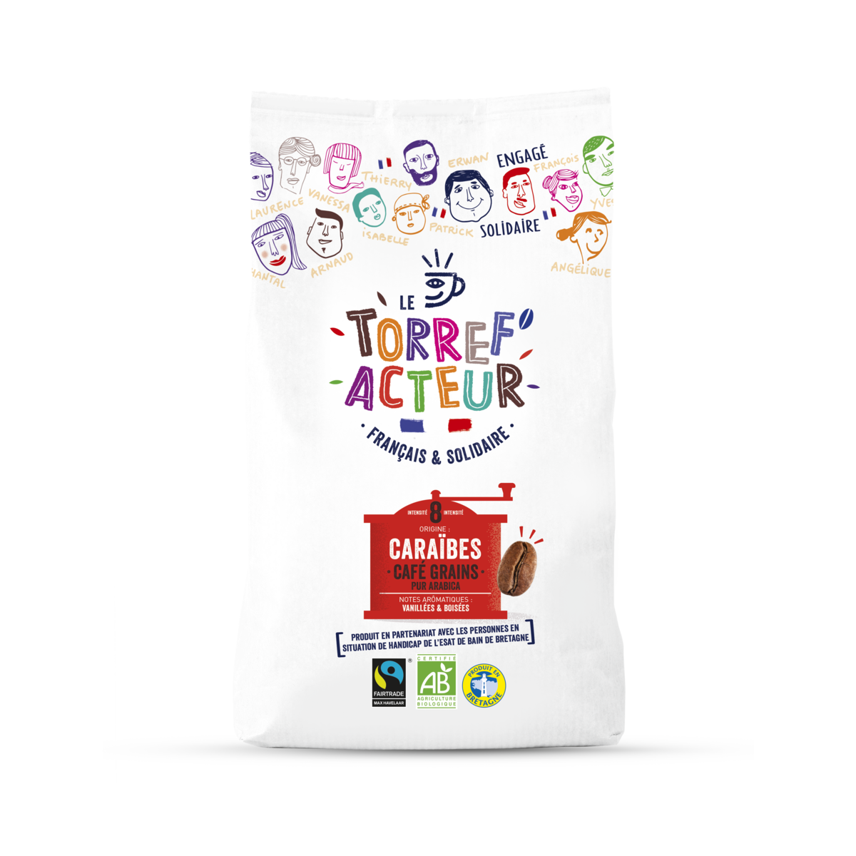 LE TORREF ACTEUR Café grains bio pur arabica Caraïbe  450g