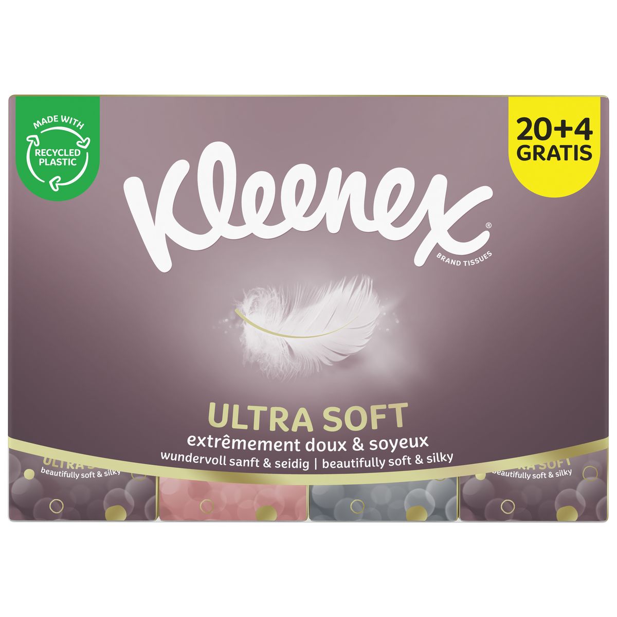 KLEENEX Mouchoirs ultra soft 3 épaisseurs 20 paquets + 4 offerts 24 paquets x 7 mouchoirs