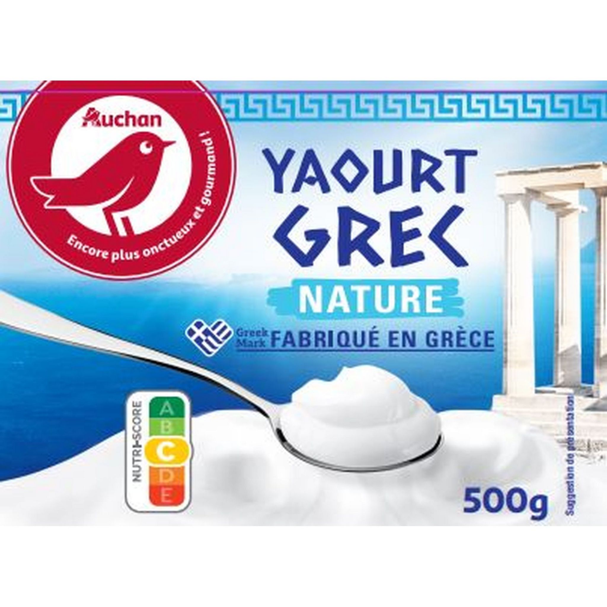 AUCHAN Yaourt à la grecque nature 500g