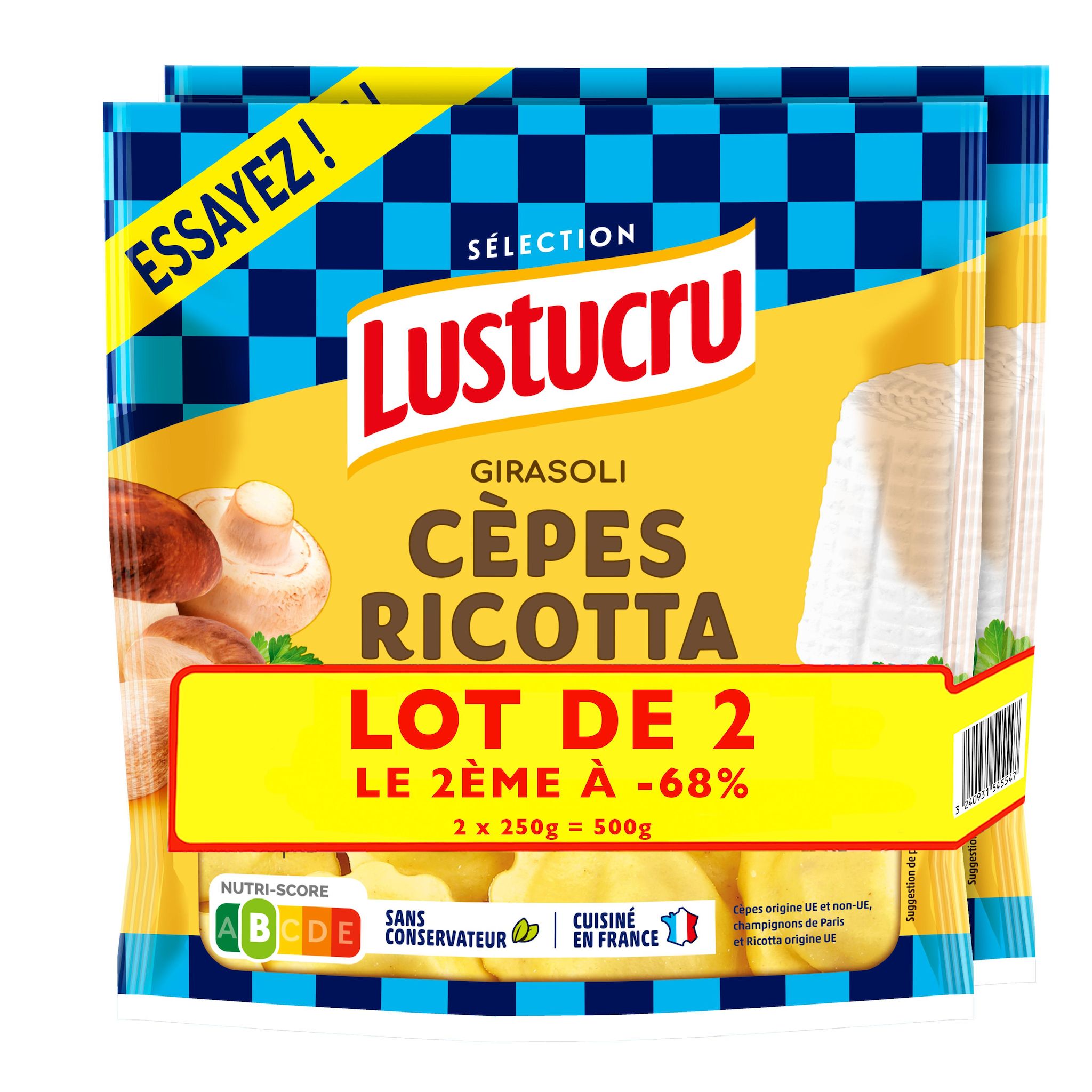 LUSTUCRU Girasoli aux cèpes et ricotta 4 parts 2x250g