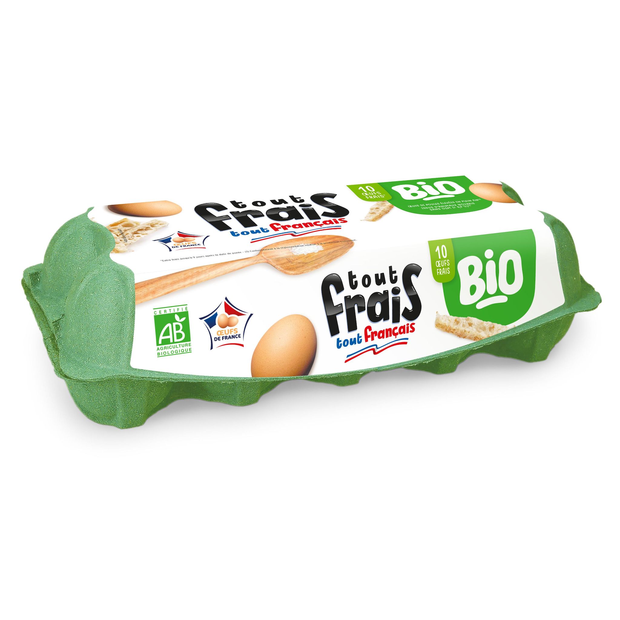 TOUT FRAIS TOUT FRANCAIS Œufs de poules élevées en plein air BIO 10 œufs