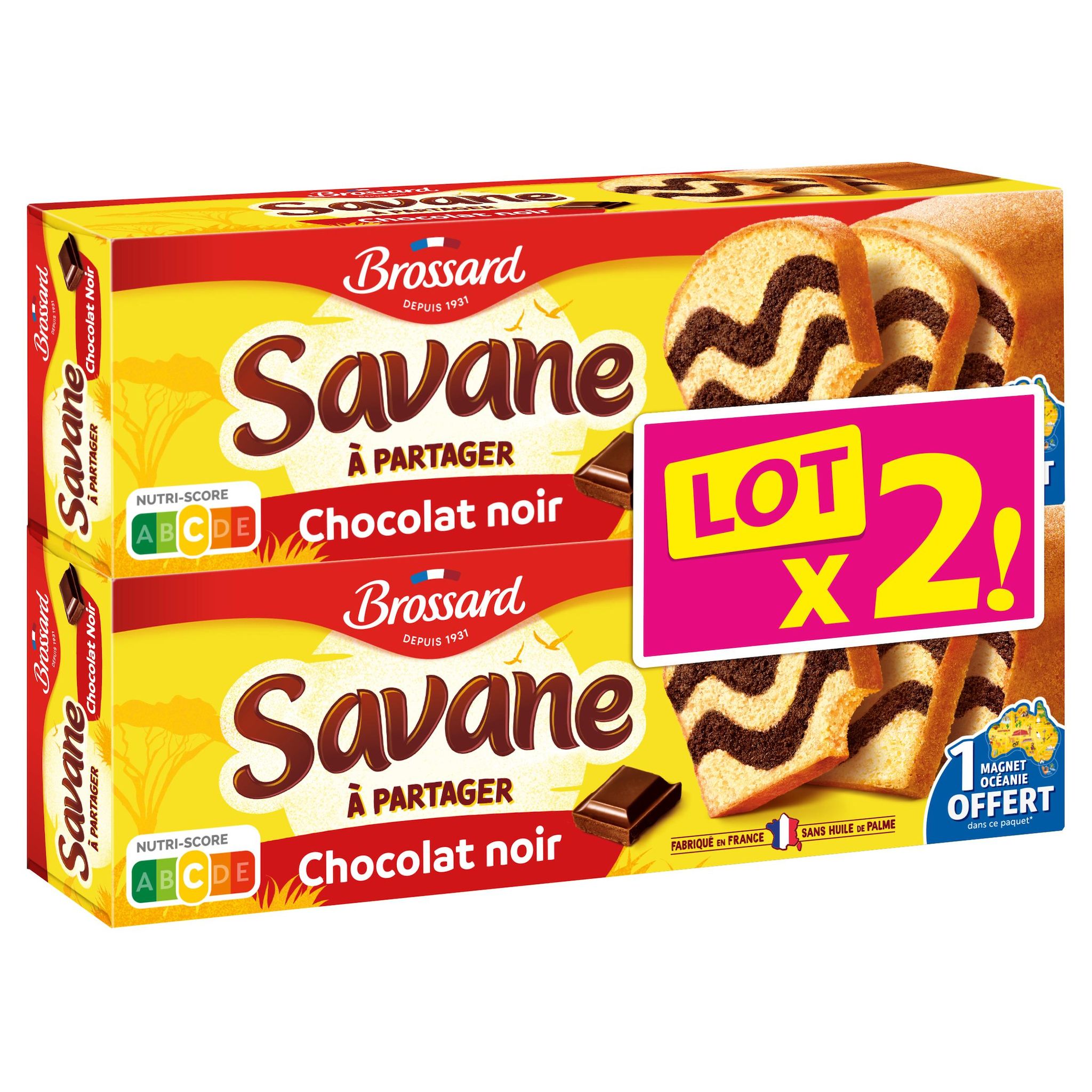 BROSSARD Gâteaux marbrés savane au chocolat noir lot de 2 2x310g