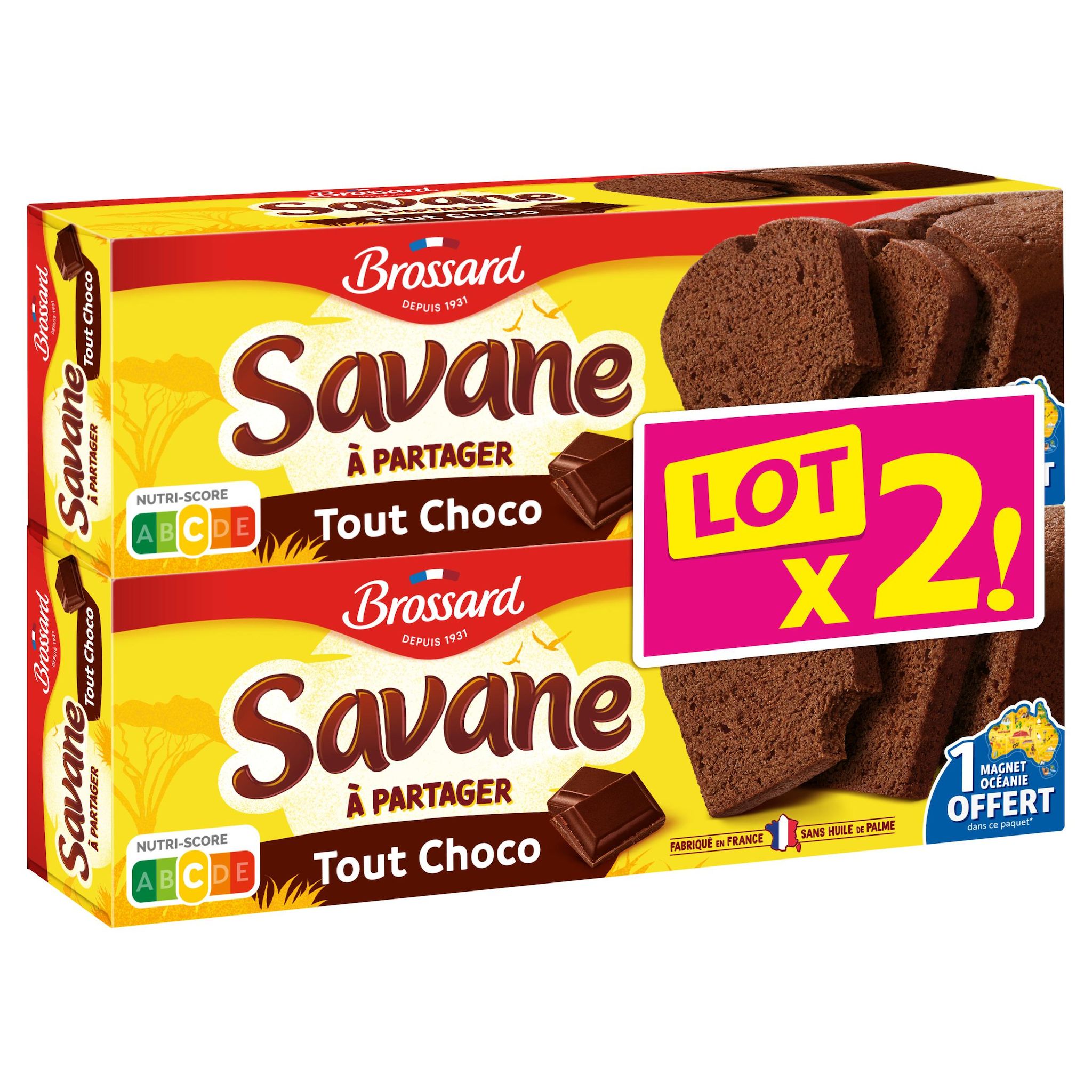 BROSSARD Gâteaux savane tout chocolat lot de 2 2x155g