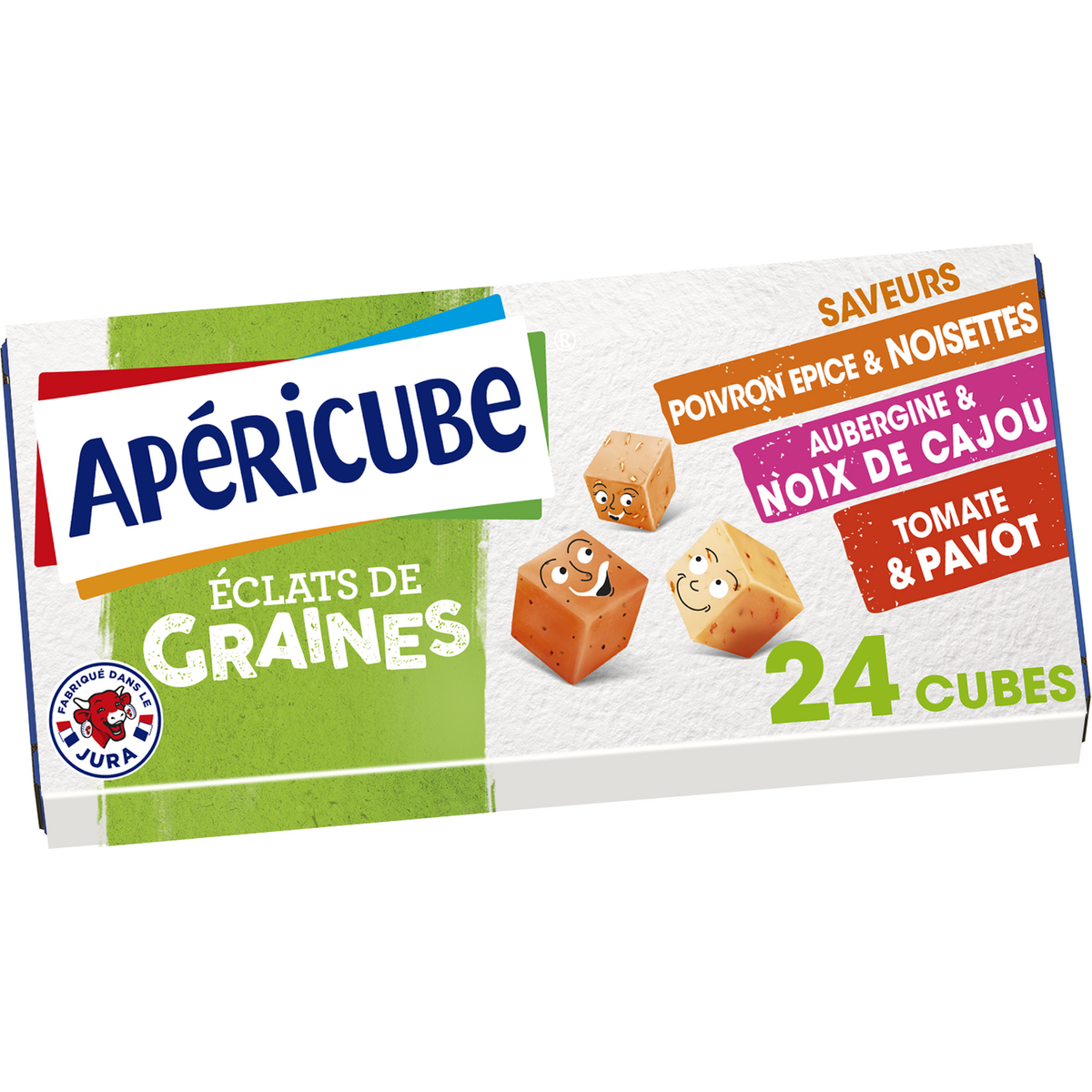 APERICUBE Cubes de fromage apéritif éclats de graines 24 cubes 125g