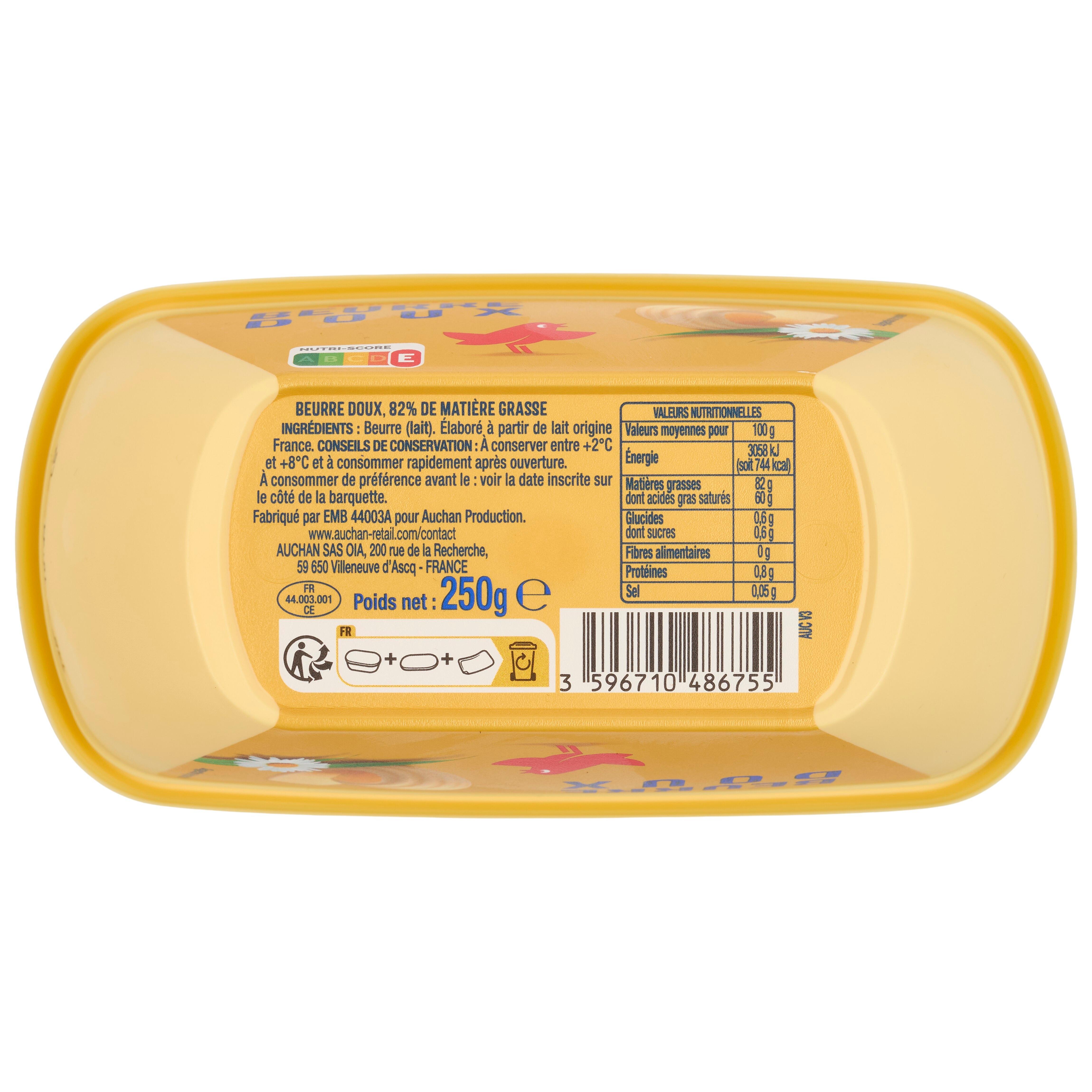 Voir la diapositive 3 : AUCHAN Beurre doux 82%MG 250g