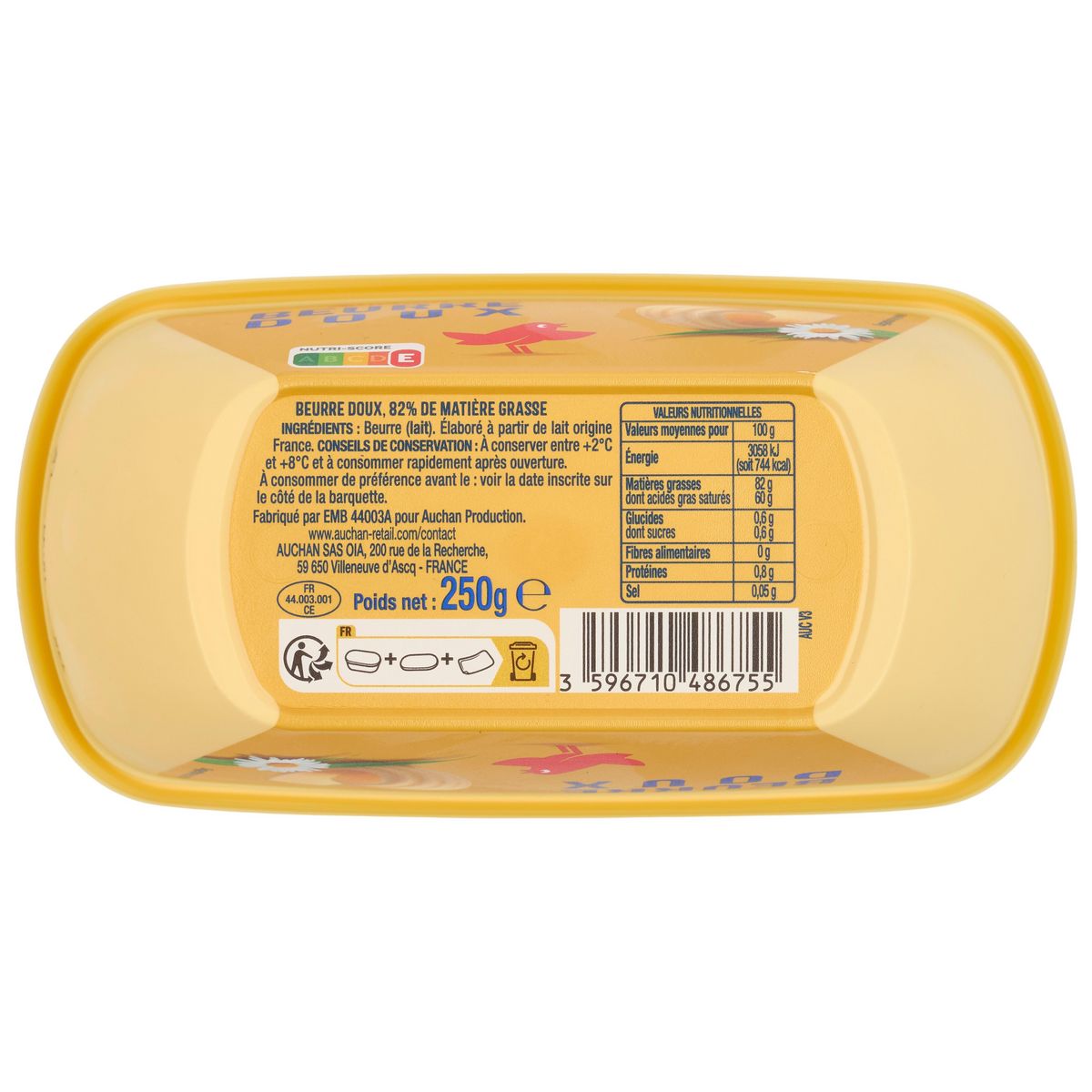 AUCHAN Beurre doux 250g