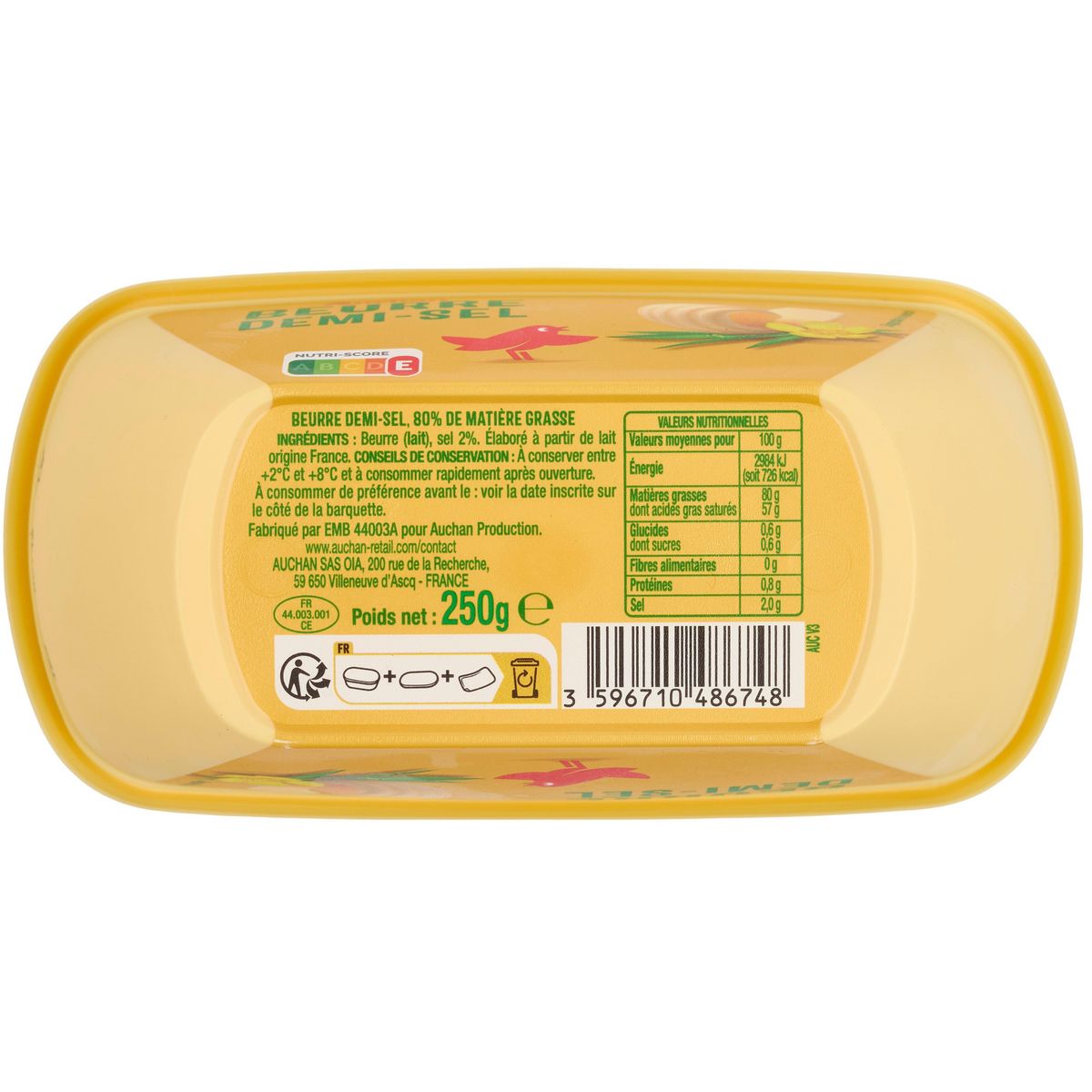 AUCHAN Beurre demi-sel 250g