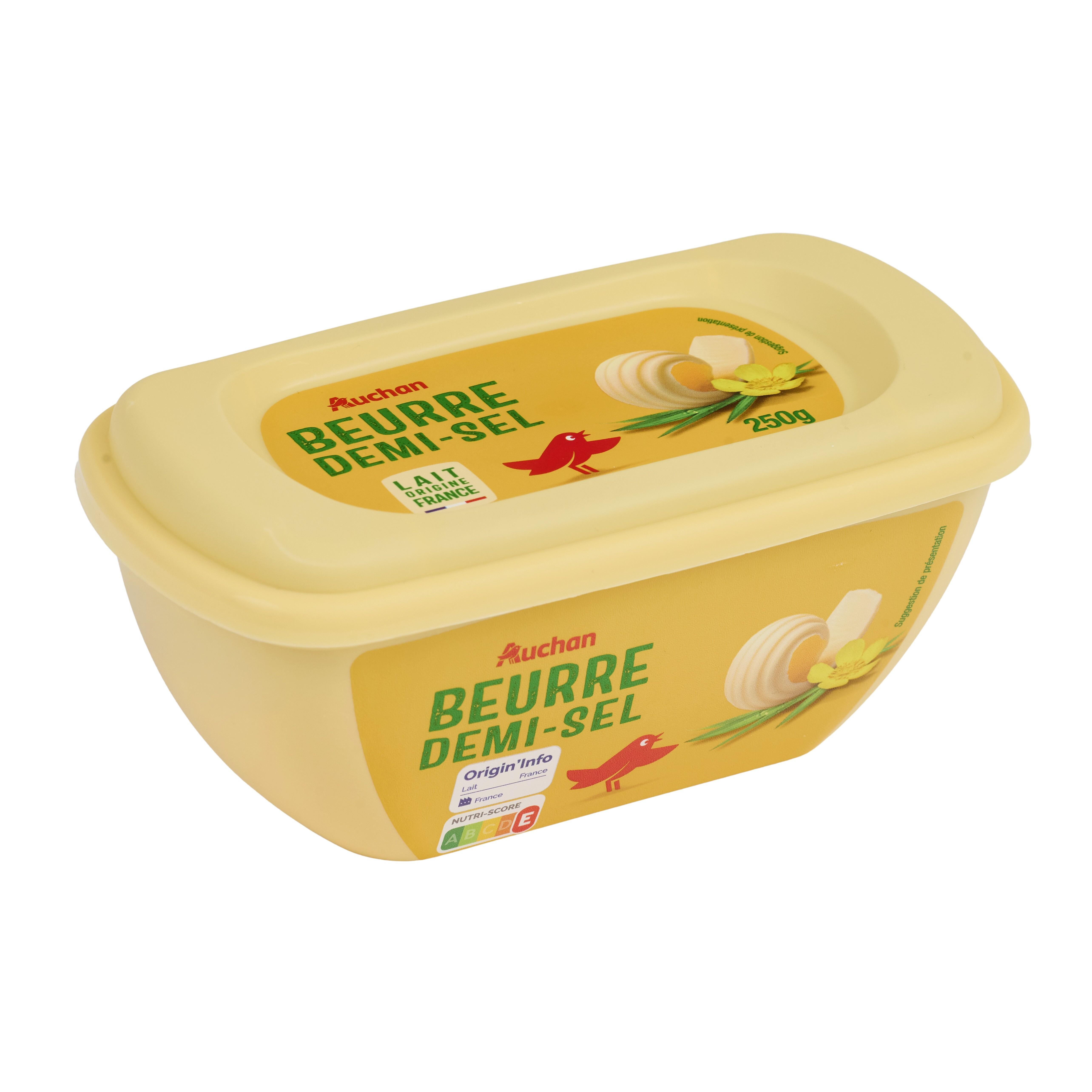 Voir la diapositive 3 : AUCHAN Beurre demi-sel 80%MG 250g