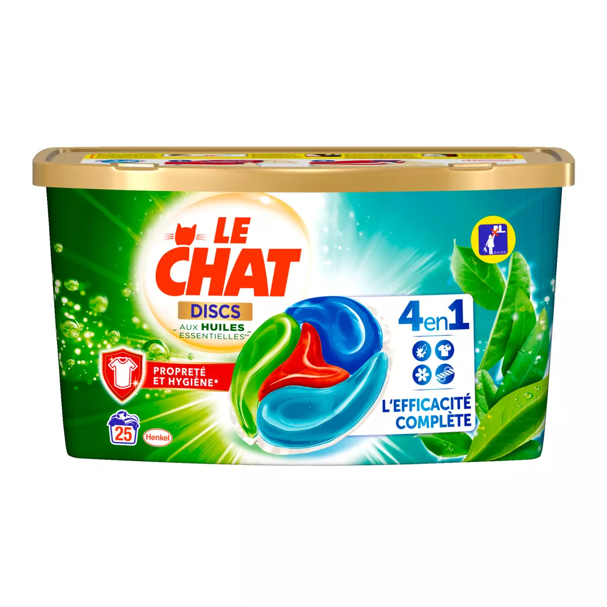 LE CHAT Disc Lessive en capsules 4en1 aux huiles essentielles 25 lavages 625g